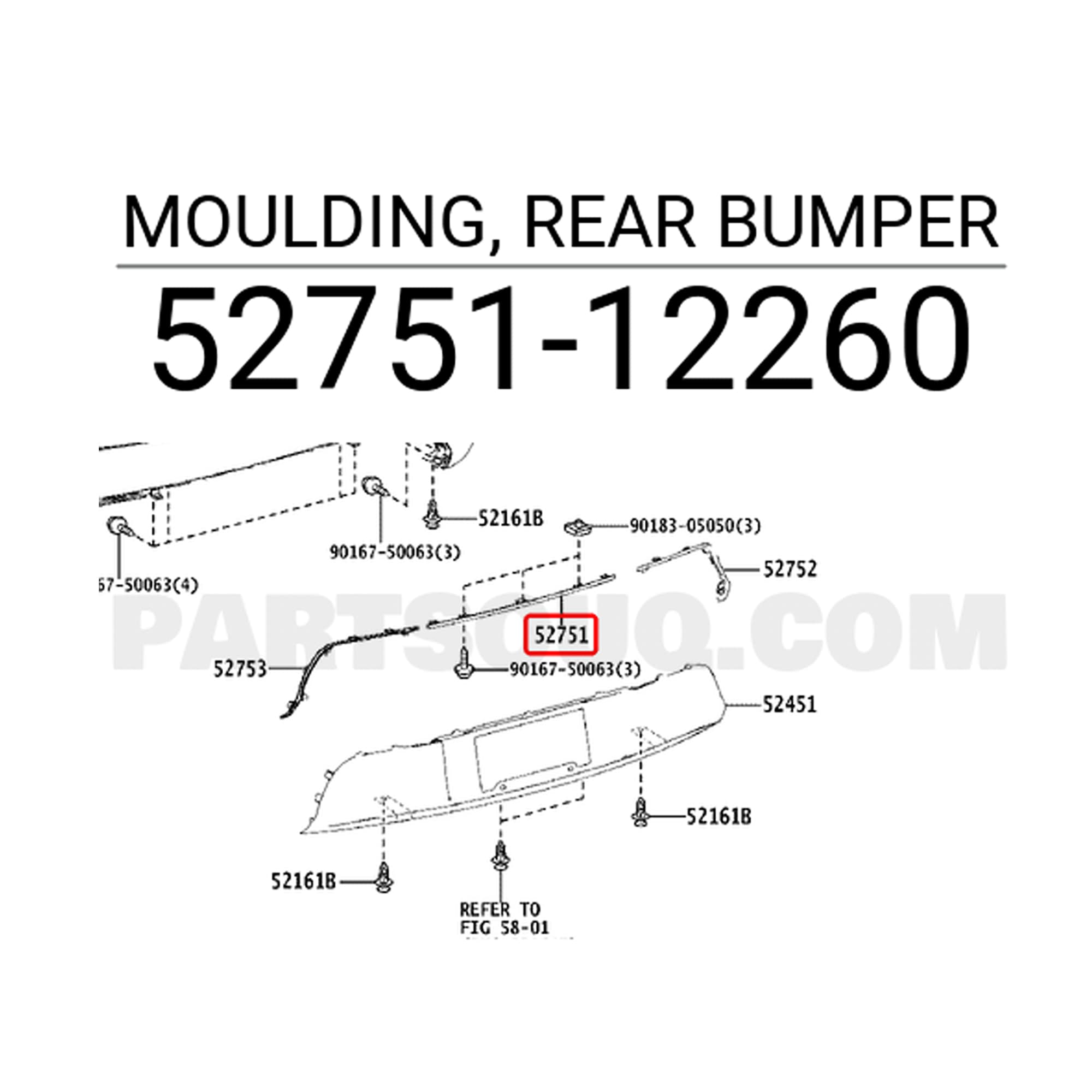 Genuine Centre Rear Bar Mould Black For Toyota Corolla ZRE182 Hatch view 2