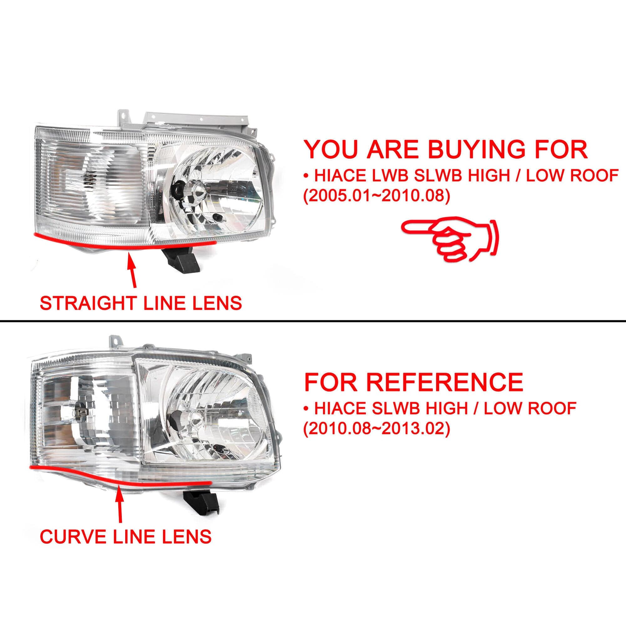 TYC Pair of LH+RH Head Light For Toyota Hiace Van Bus commuter 05~10 *Emark view 2
