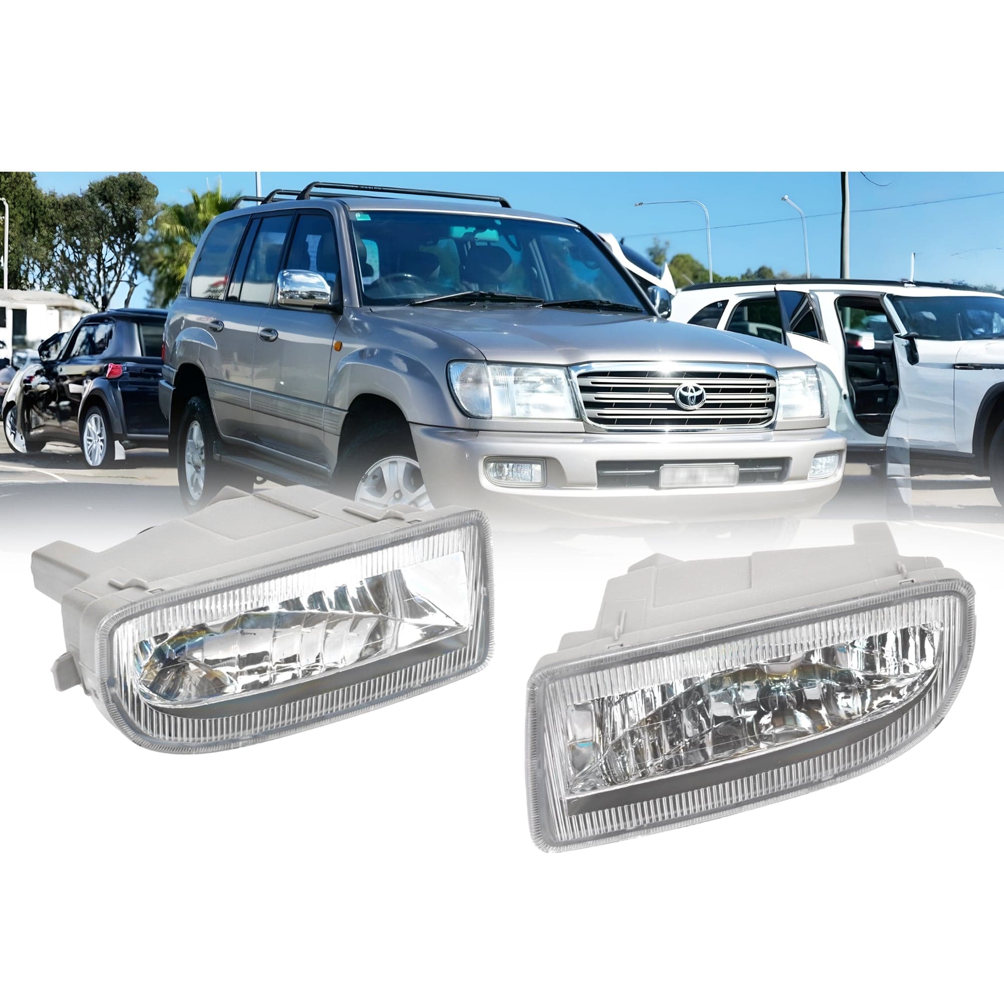 Full Set Fog Light Driving Lamp KIT For Toyota Landcruiser 100 Series 1998~2007