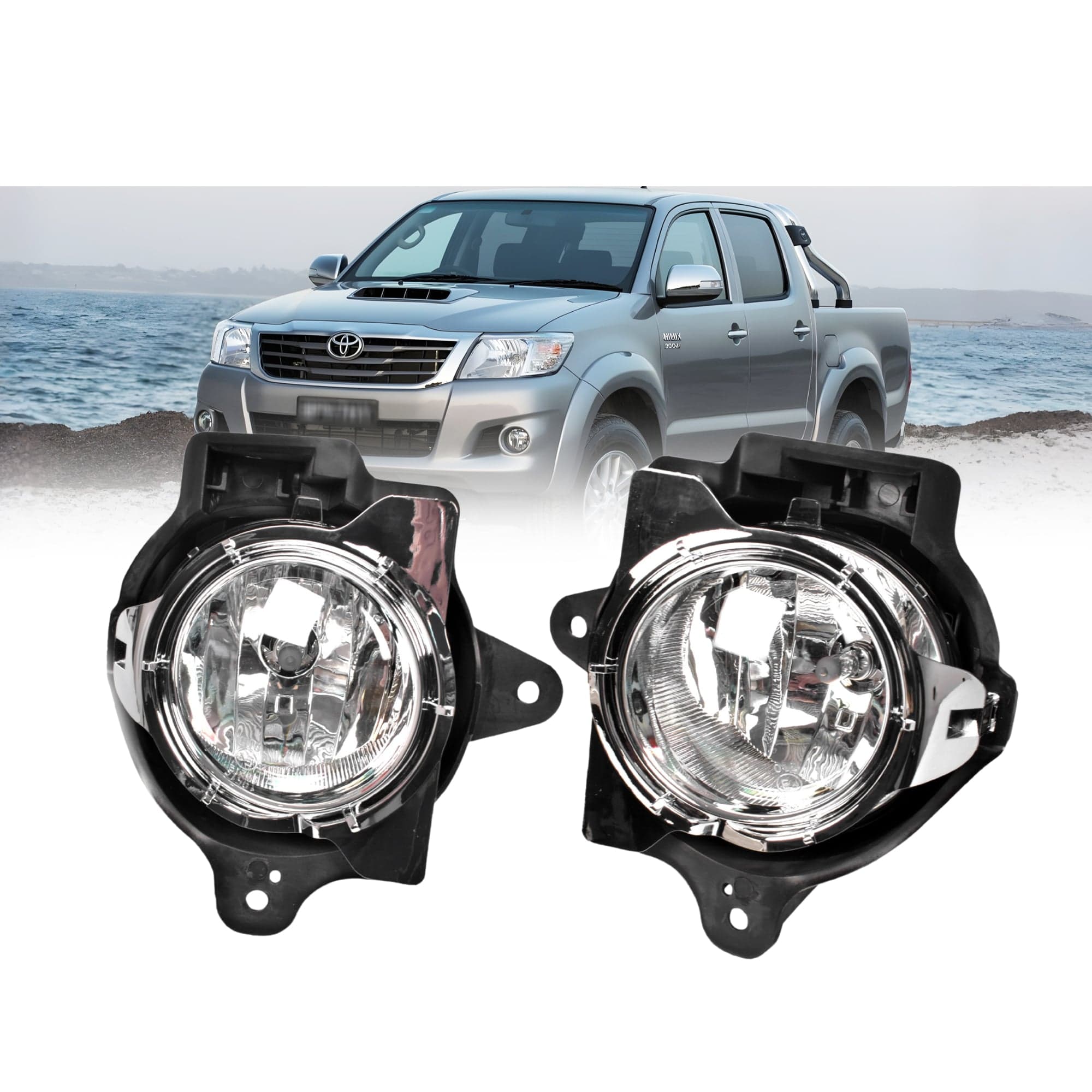 Full Set Fog Light Spot Driving Lamp KIT For Toyota Hilux 2011~2015 Chrome