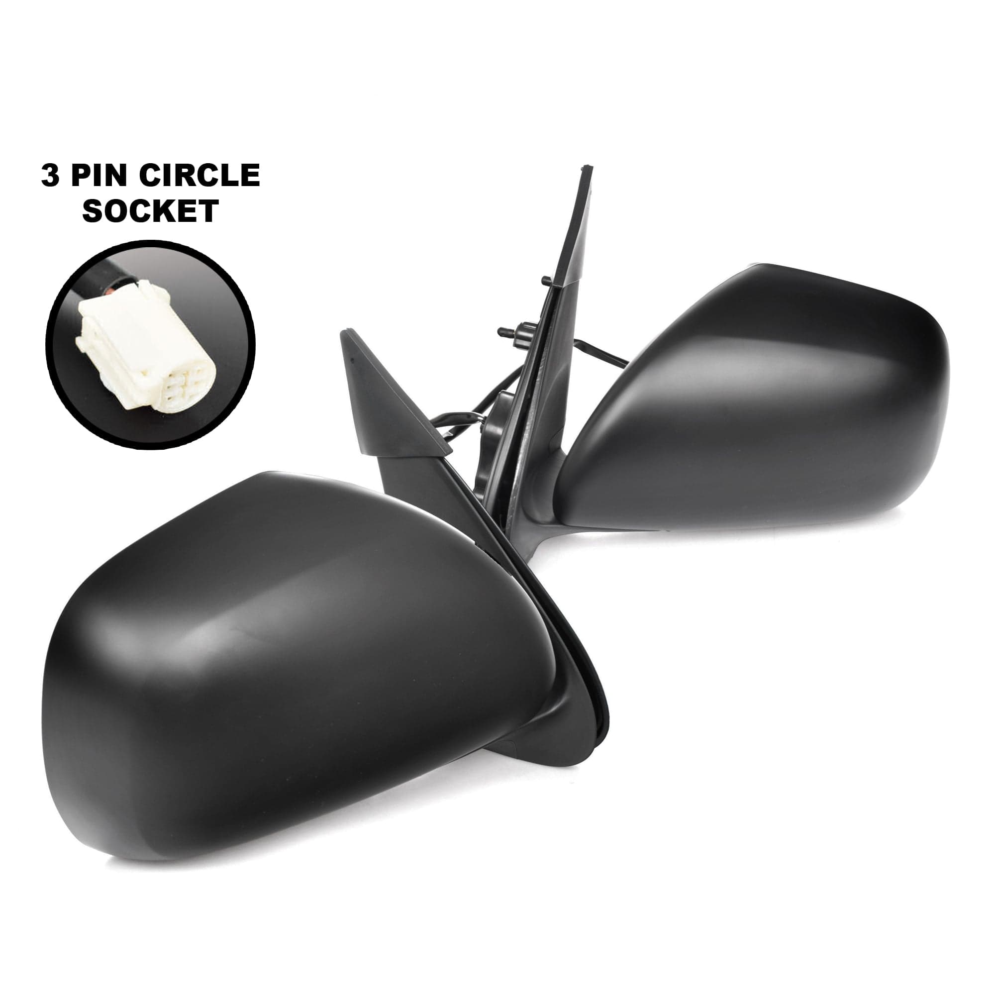 TYC Pair LH+RH Electric Door Mirror (Round socket) For Toyota Hiace 05~13 *Emark