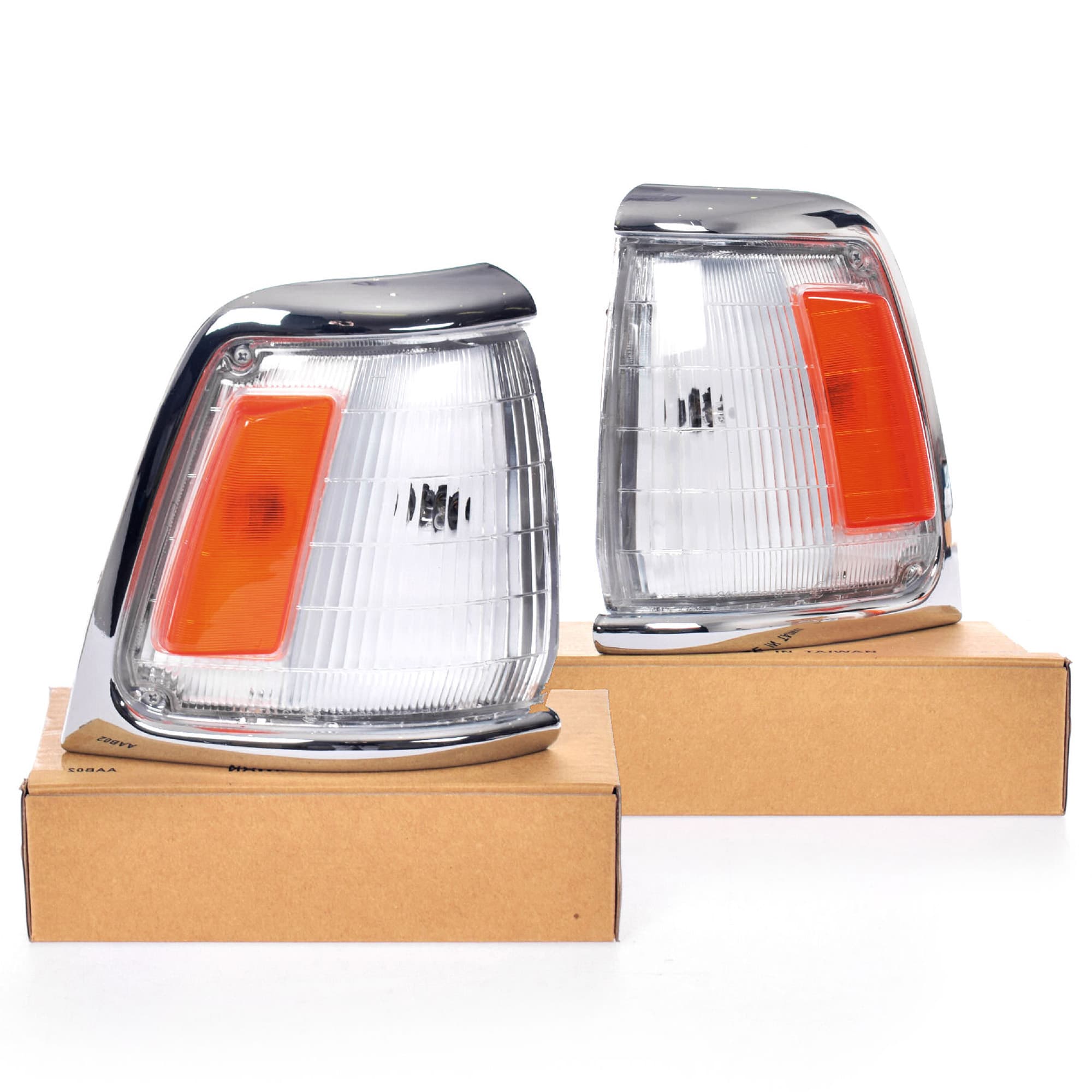 Pair LH+RH Corner Light Indicator Lamp Chrome For Toyota Hilux 1988~1991 2WD