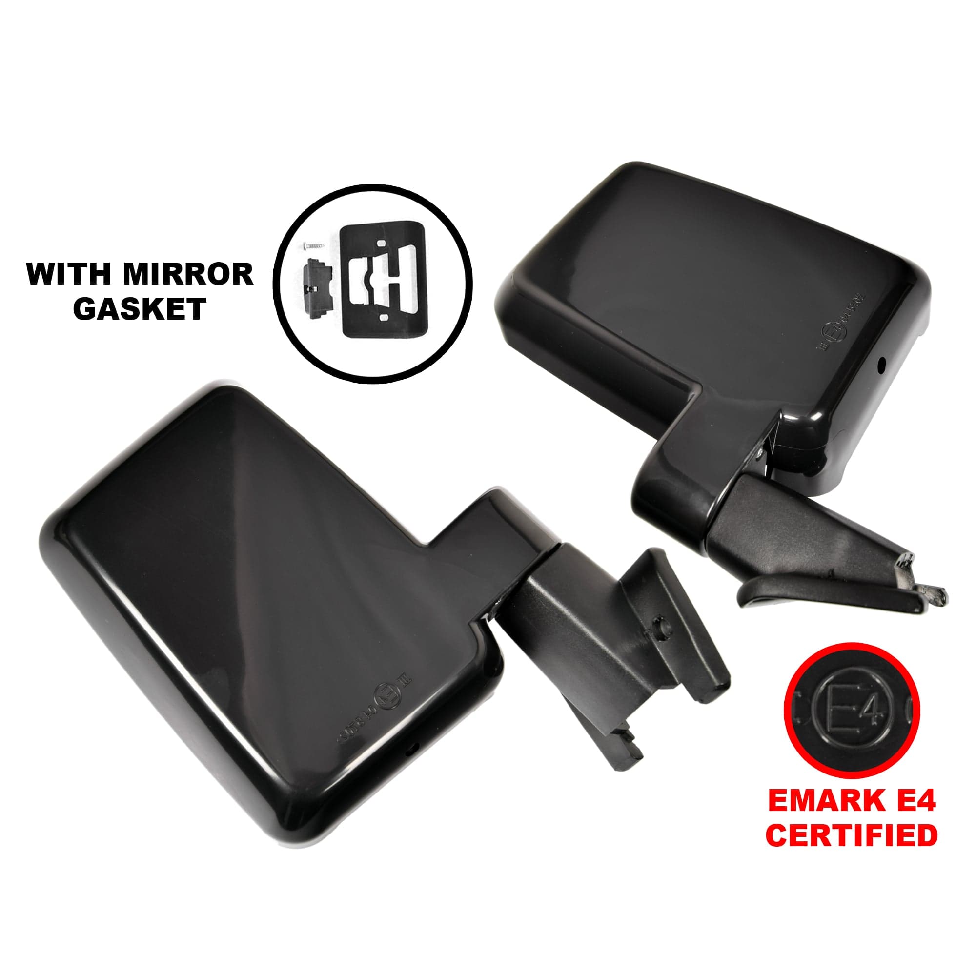 TYC Pair LH+RH Door Mirror Black For Toyota Landcruiser 60 Series 80~90 *Emark