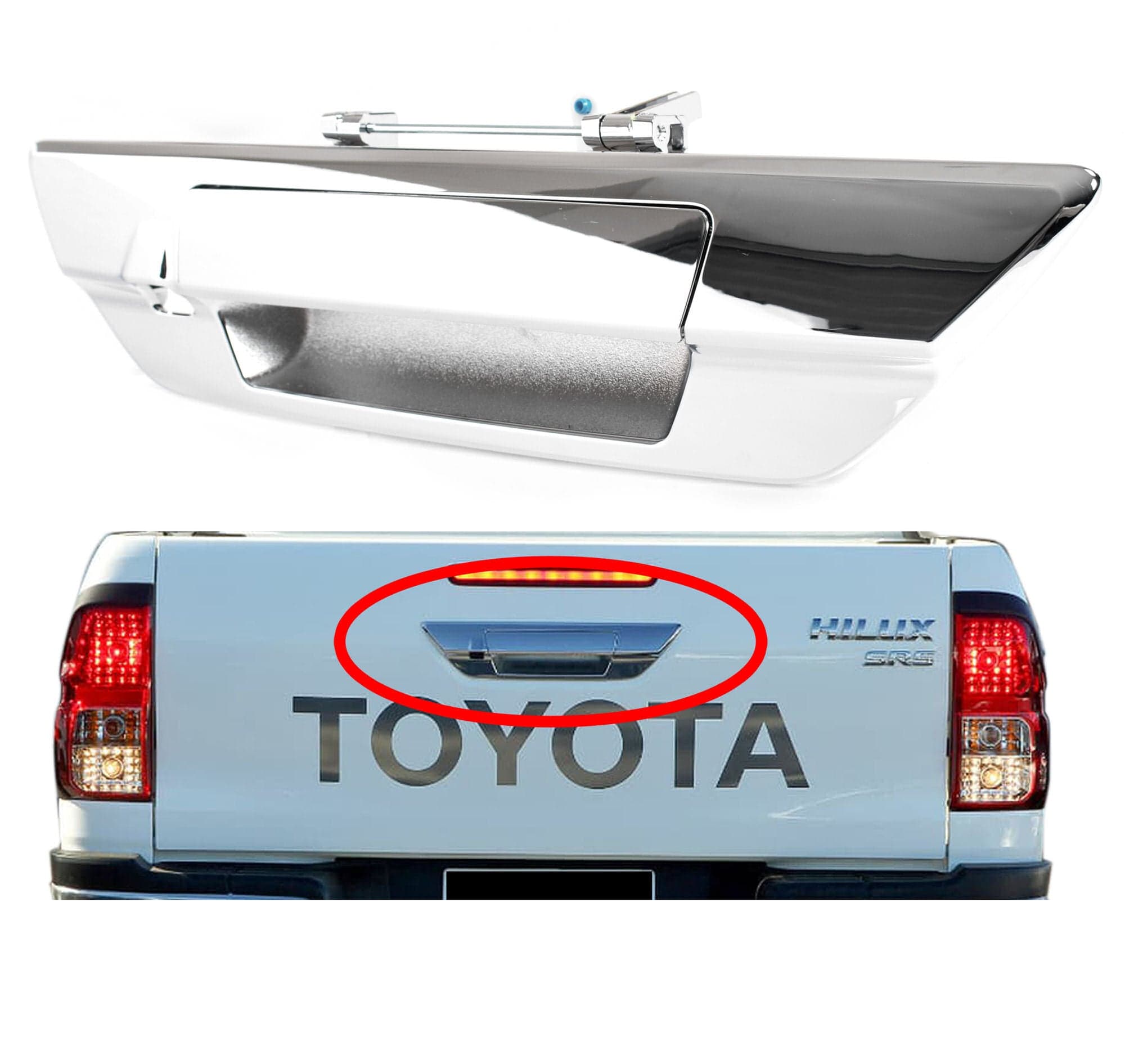 Tailgate Door Handle Garnish Cover W Camera Hole For Toyota Hilux Ute 15~25 SR5