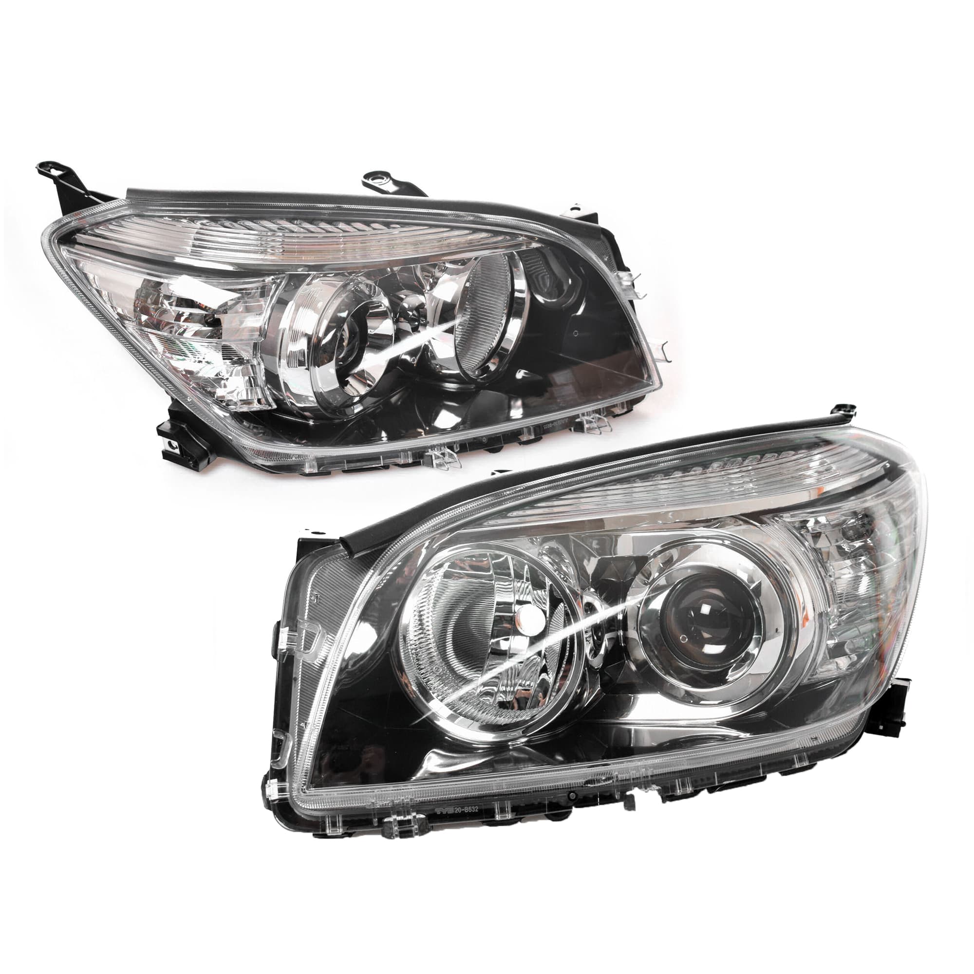 TYC Pair LH+RH Head Light Lamp Black For Toyota RAV4 ACA30 05~08 *Emark
