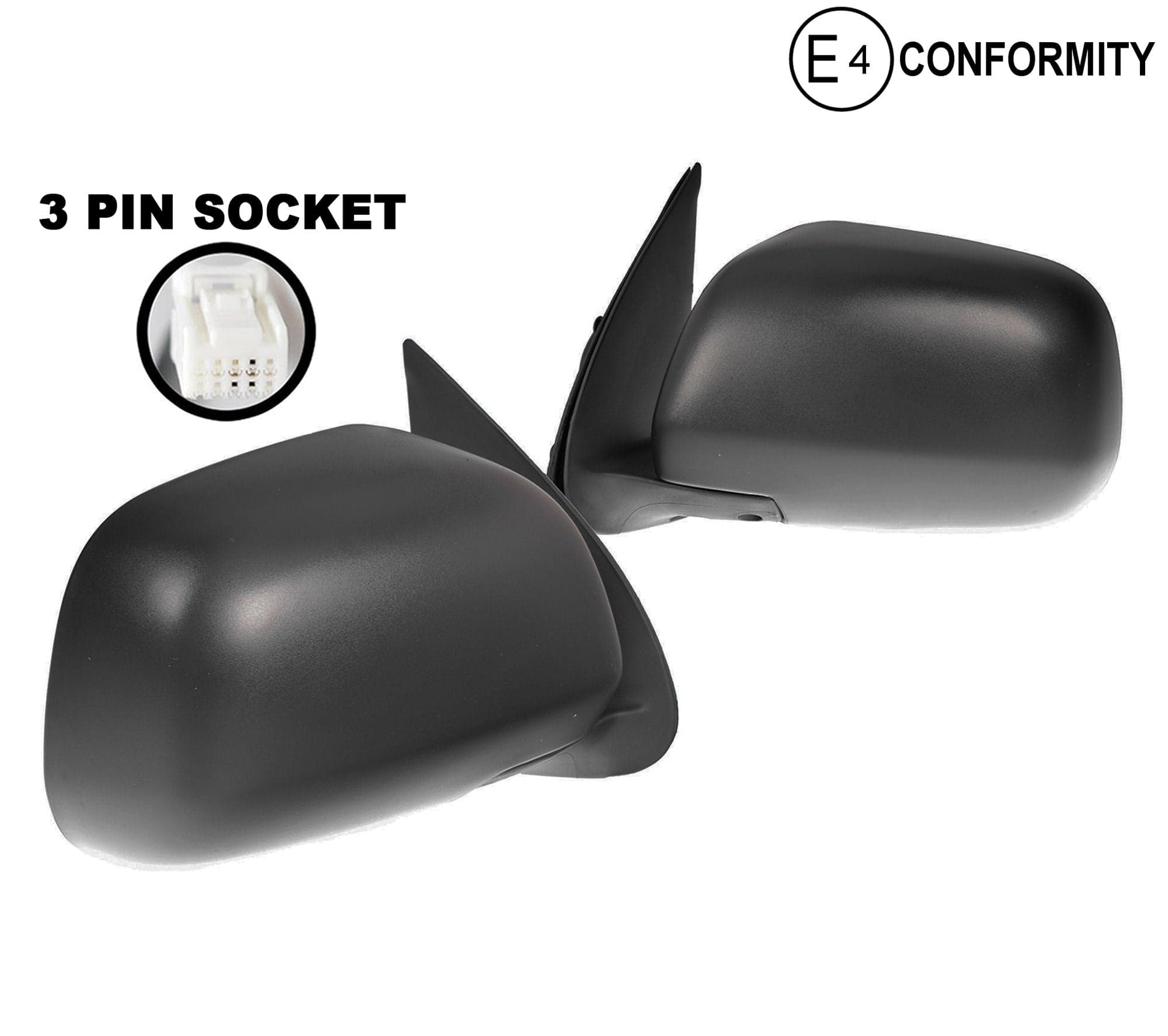 Pair LH+RH Electric Door Mirror 3 Pin Black For Toyota Hilux Ute