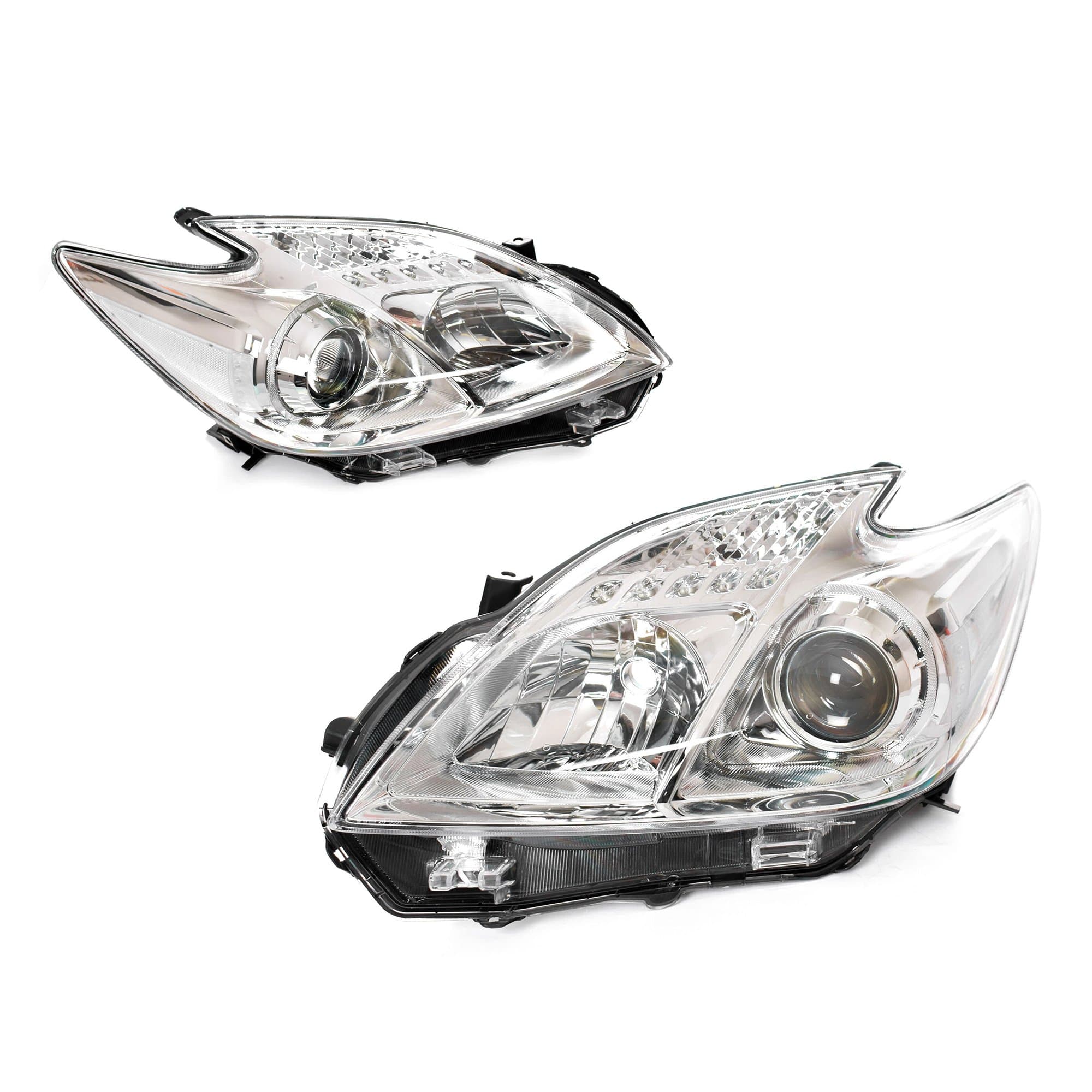 TYC Pair LH+RH Head Light Lamp Bright Chrome For Toyota Prius ZVW30 11~16 *Emark
