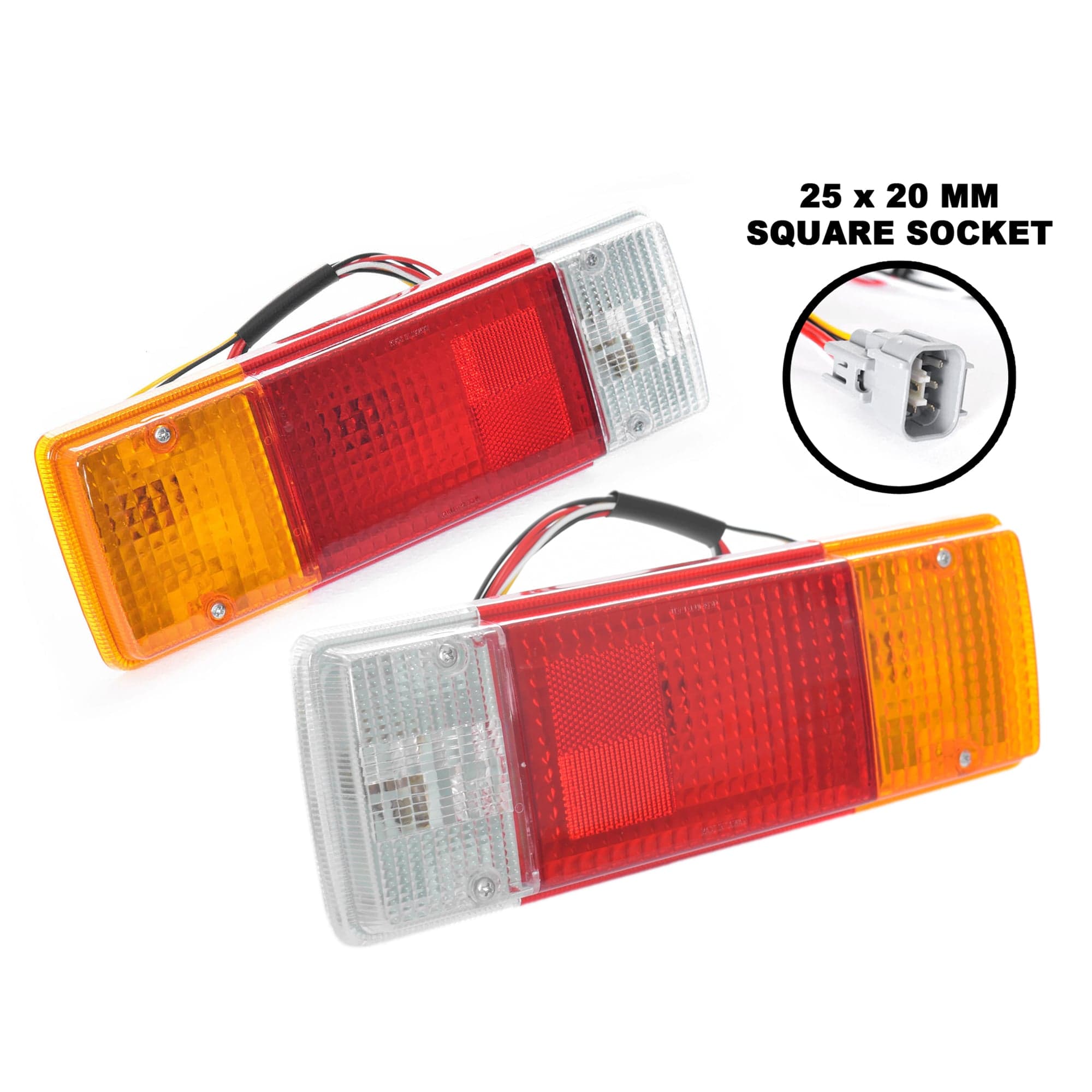 Pair LH+RH Tail Light Lamp (30cm Square) For Toyota Hilux / Landcruiser 1988-On