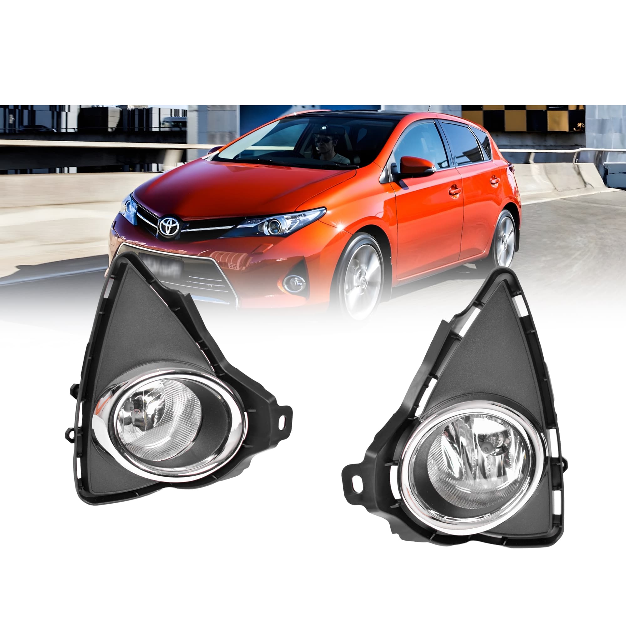 Full Set Fog Light Spot Driving Lamp KIT (Black) For Toyota Corolla ZRE182 12~15