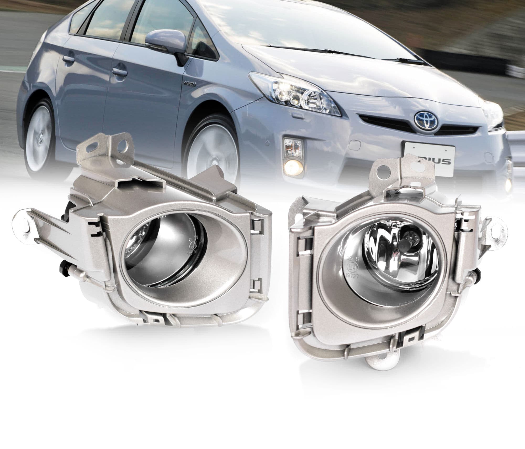 Full Set Fog Light Spot Driving Lamp KIT (Silver) For Toyota Prius ZVW30 09~11