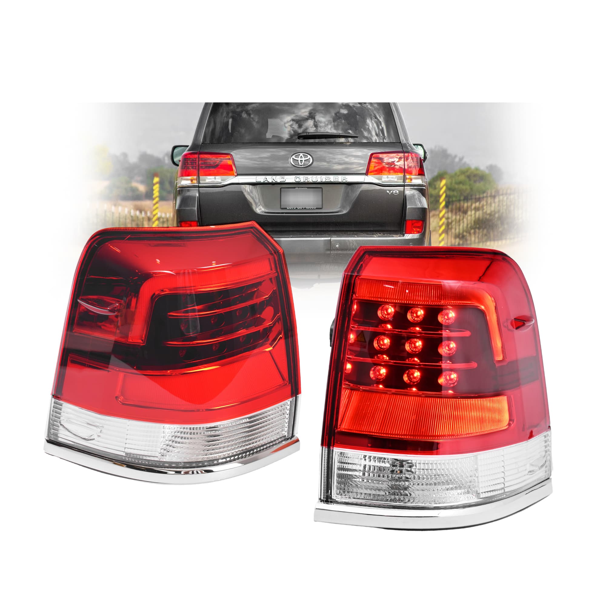 Pair LH+RH Tail Light Lamp LED For Toyota Landcruiser 200 Series 15~21