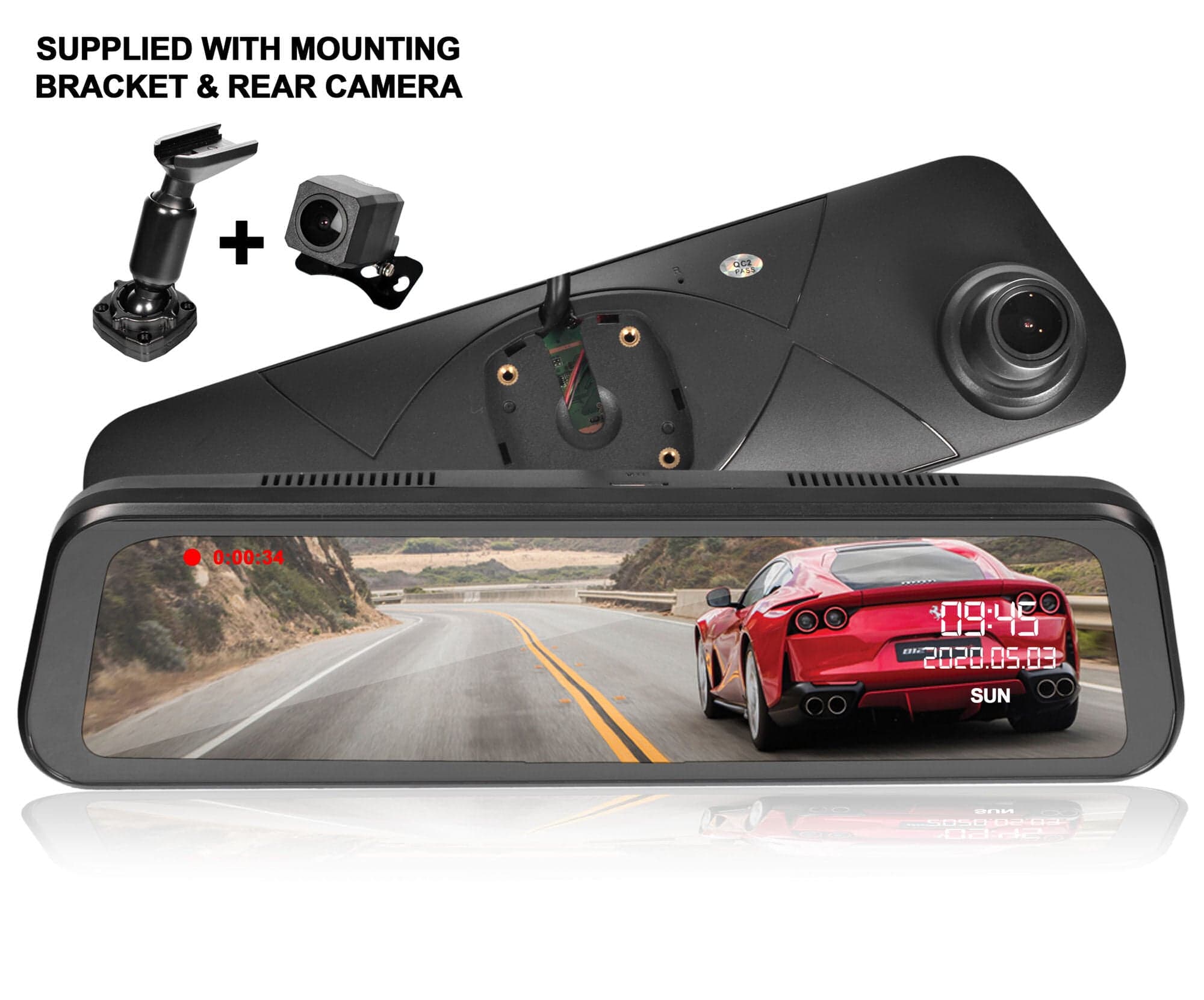 9.6" 1080 Rear View Mirror Dash Reverse Camera For Toyota Landcruiser 200 Series