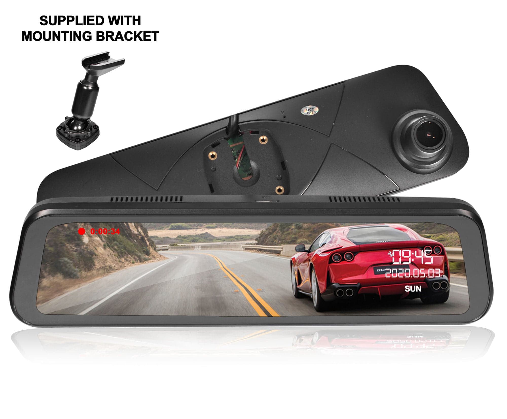 9.6" 1080P FHD Rear View Mirror Dash Camera Kit For Toyota Kluger All Models SUV