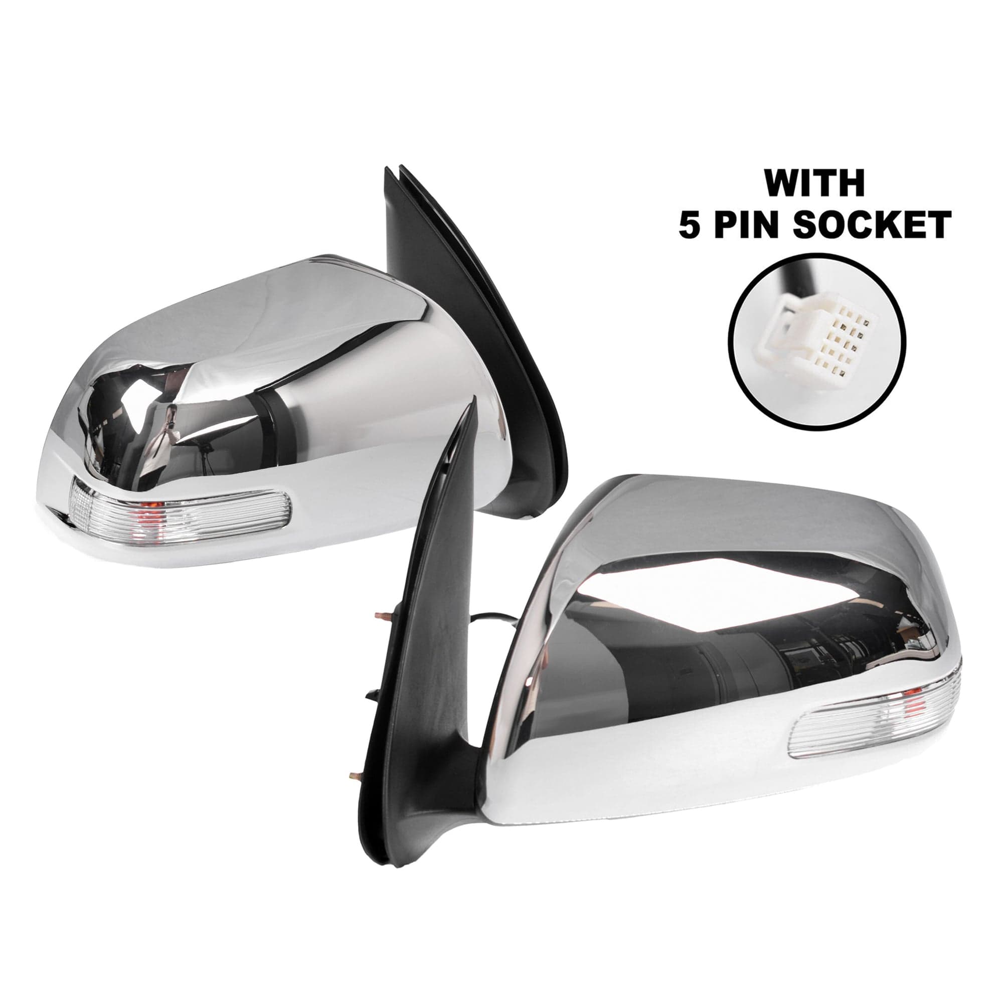 Set of LH+RH Electric Mirror With Light Chrome For Toyota Hilux 2WD 4WD 10~15
