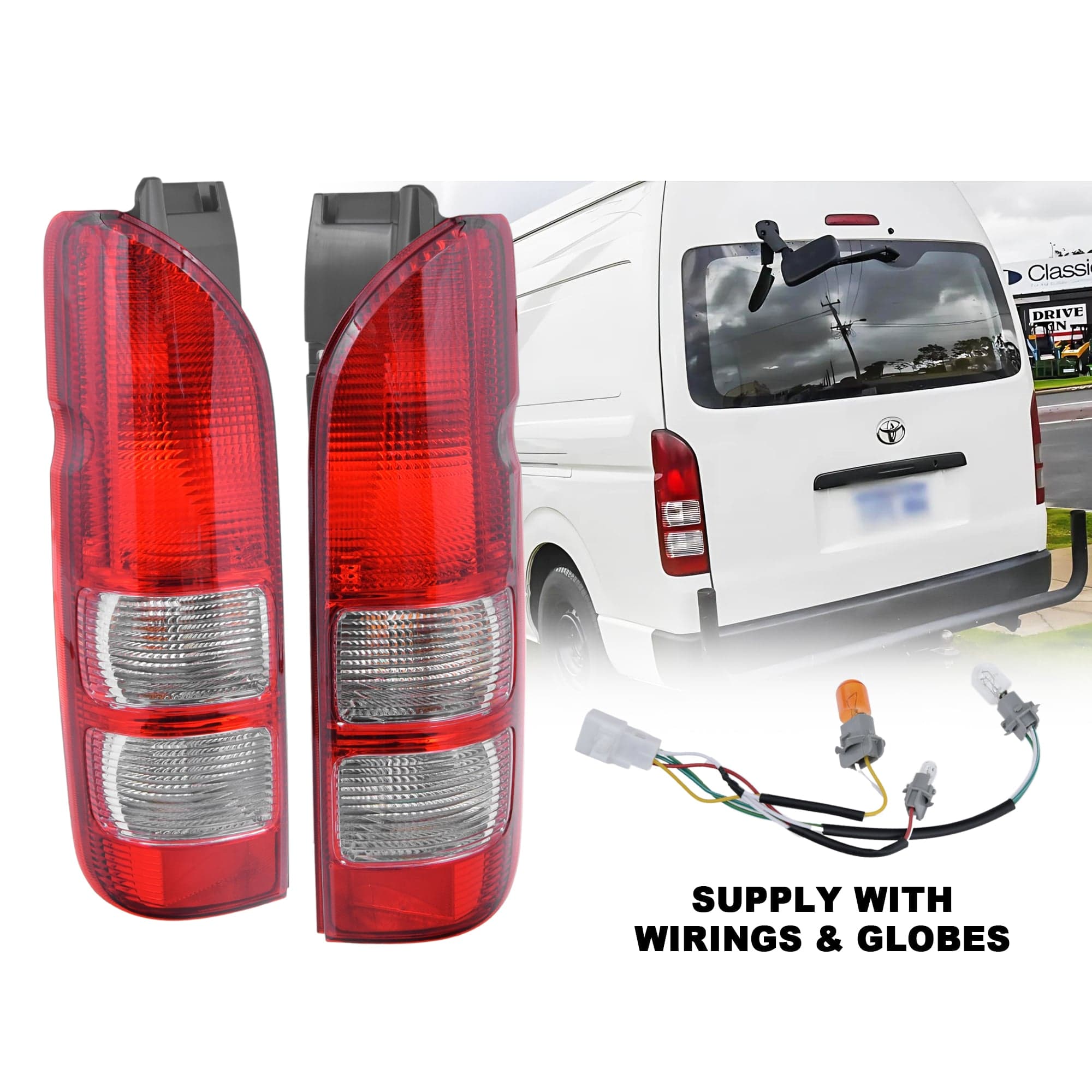 Pair LH+RH Tail Light Assembly For Toyota Hiace Van Bus 05~19 *Emark