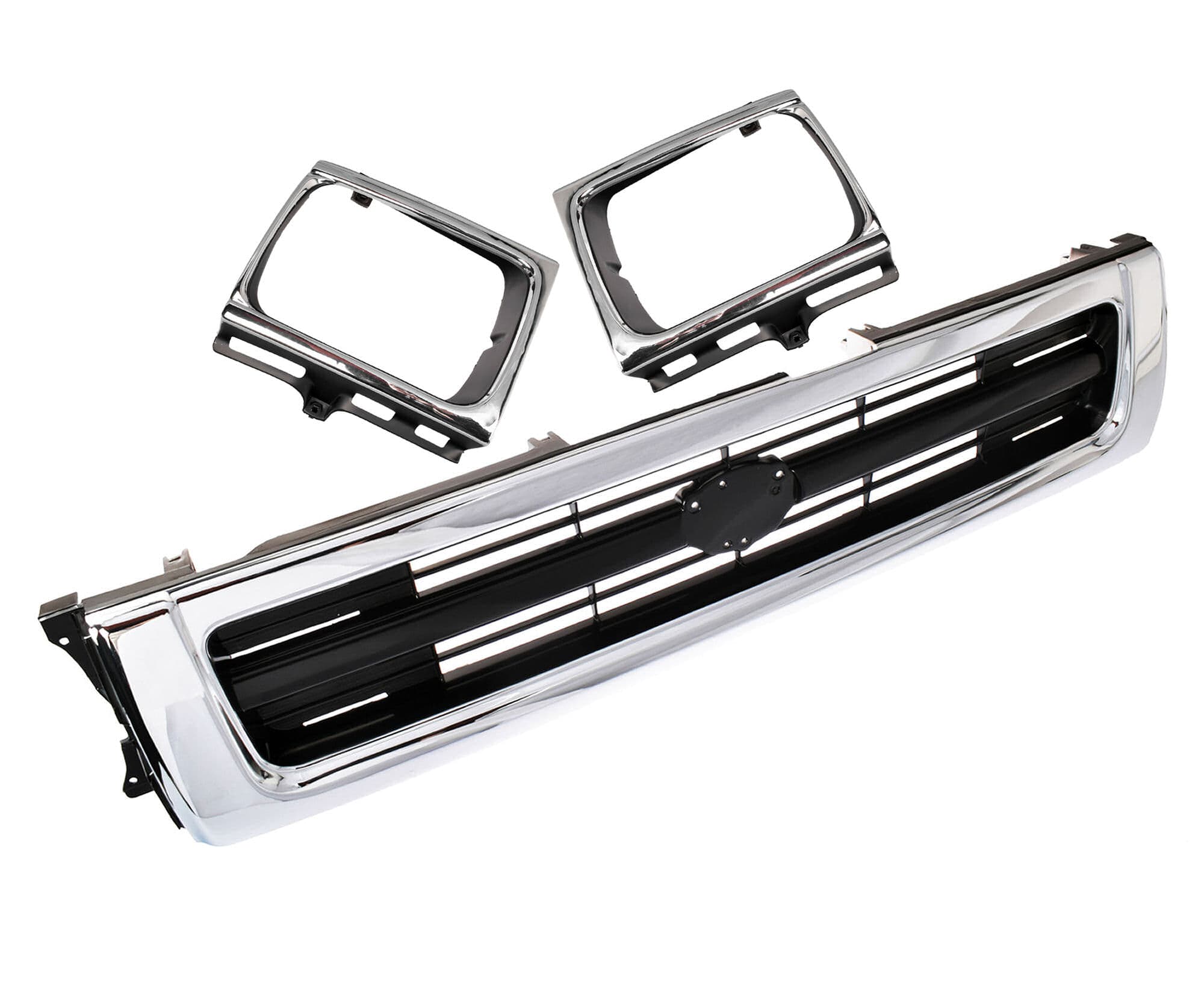 Front Main Grille + Head Light Rims Chrome For Toyota Hilux 4WD LN106 1991~1994
