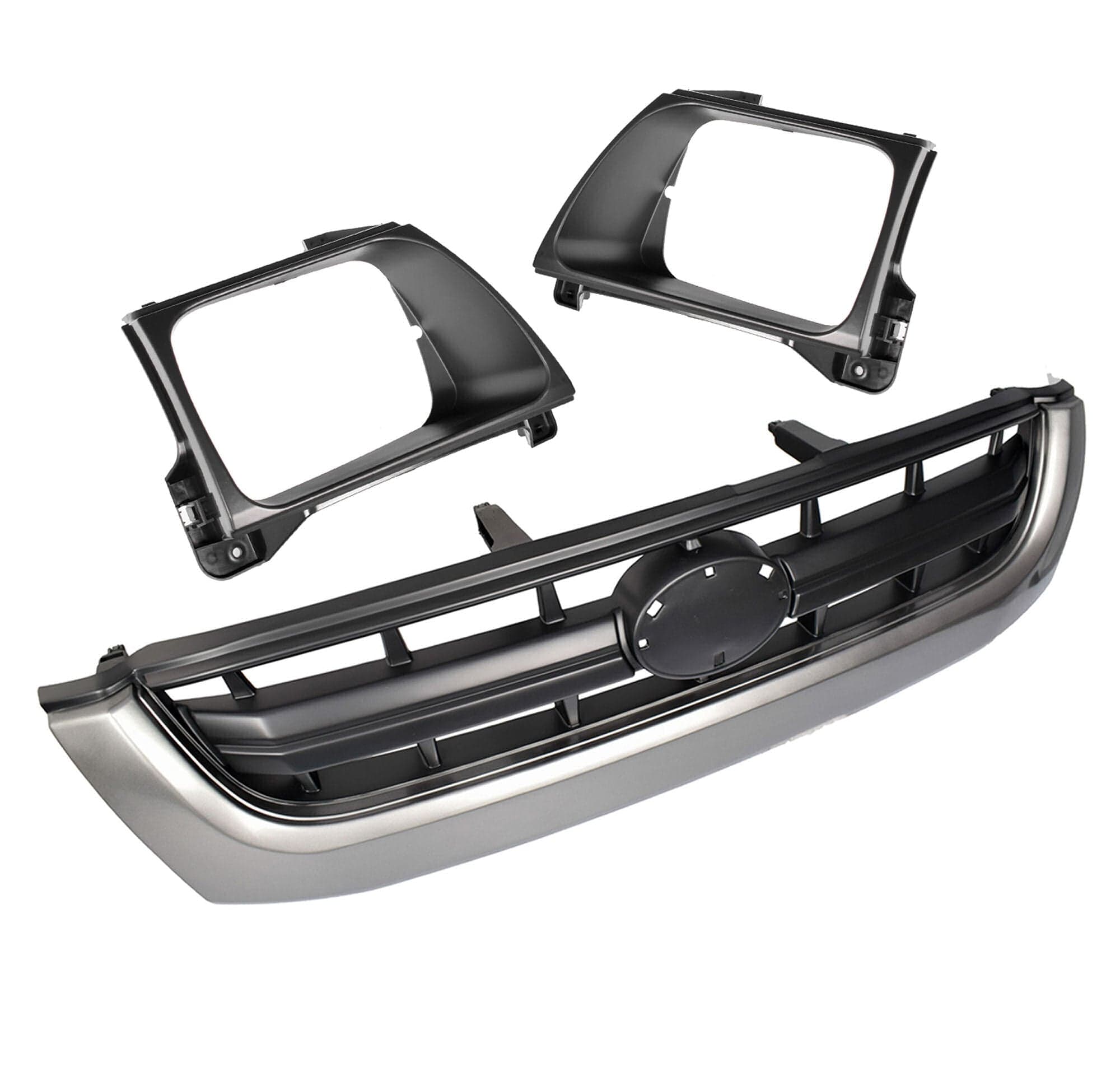 Front Main Grille (Grey) + Head Light Rims For Toyota Hilux 2WD 4WD 01~05 Ute