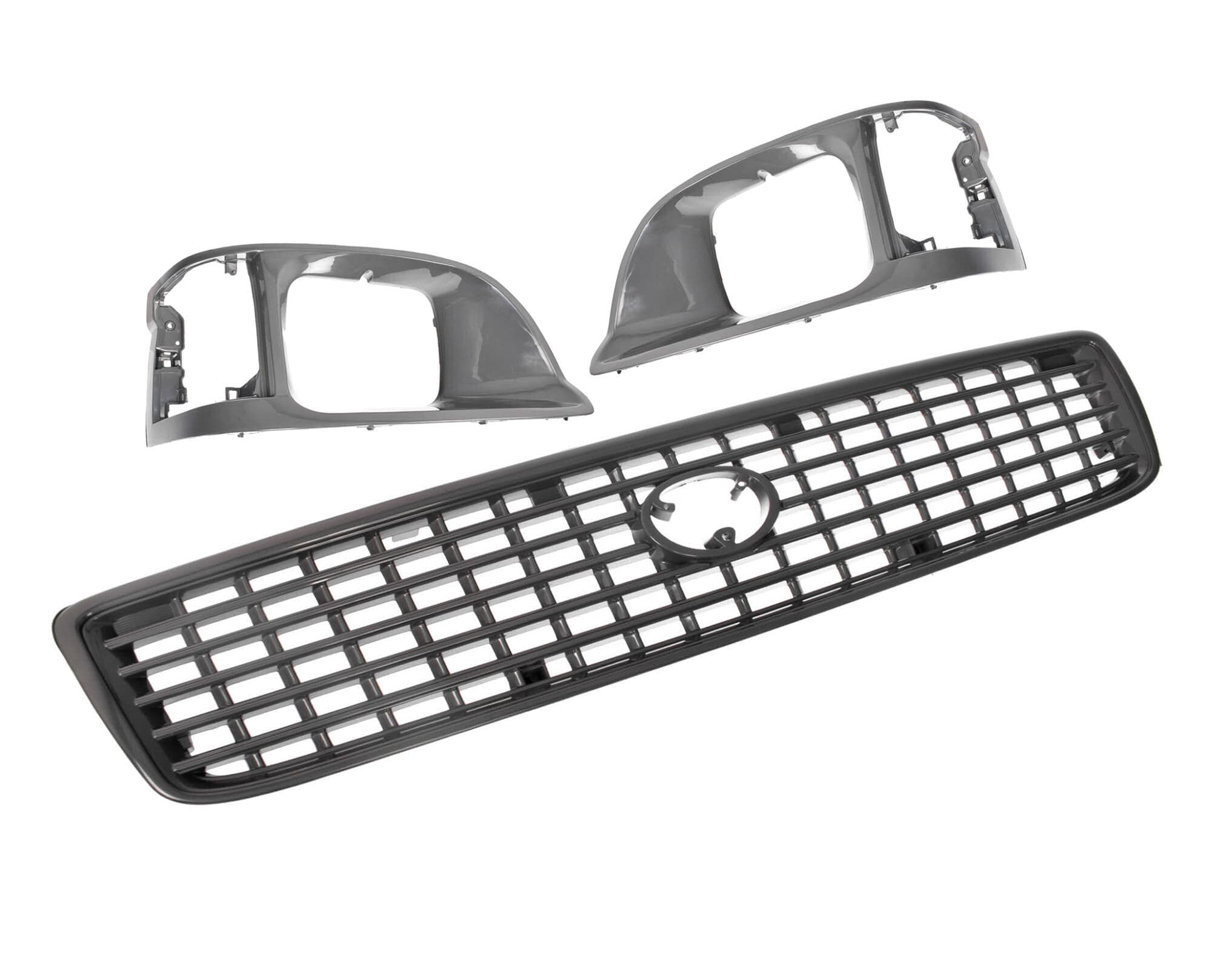 Front Main Grille + Head Light Rims (Dark Grey) For Toyota Hiace RZH Van 98~05