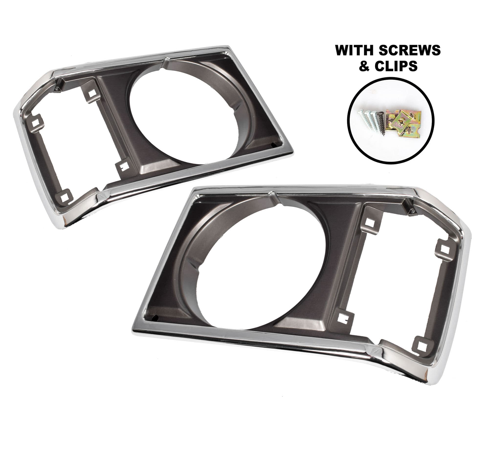 Pair LH+RH Head Light Case Rim Surround Chrome For Toyota Landcruiser FJ60 80~87