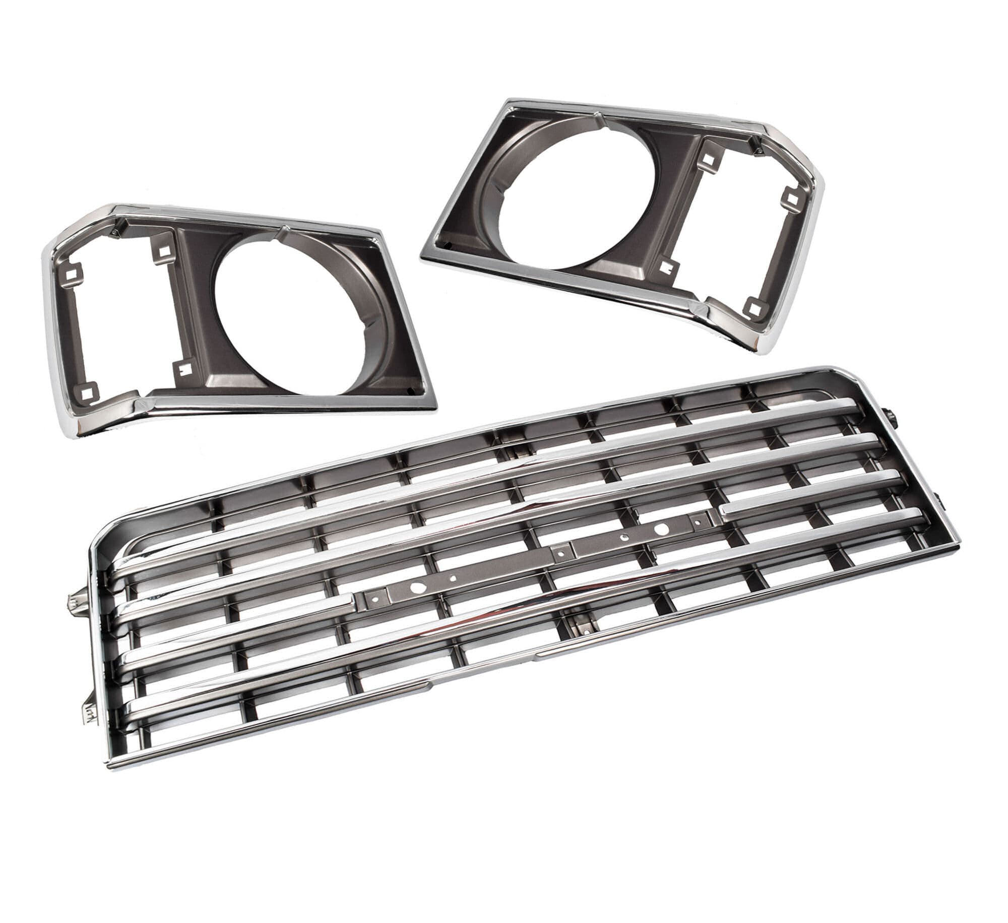Front Main Grille + Head Light Rims Chrome For Toyota Landcruiser FJ60 80~87