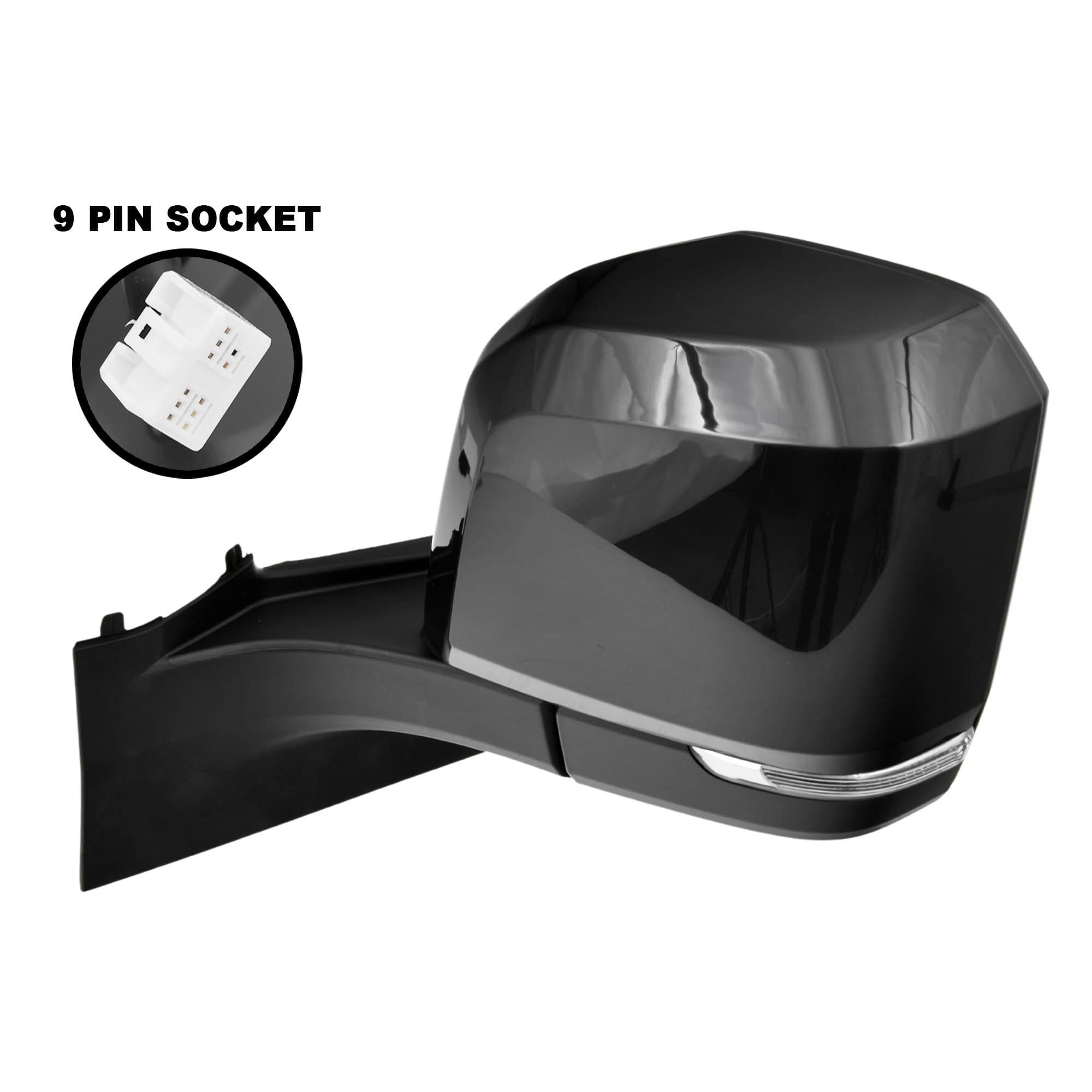 LH Left Door Mirror Single Glass + Blindspot Black For Toyota Hiace 2019~On