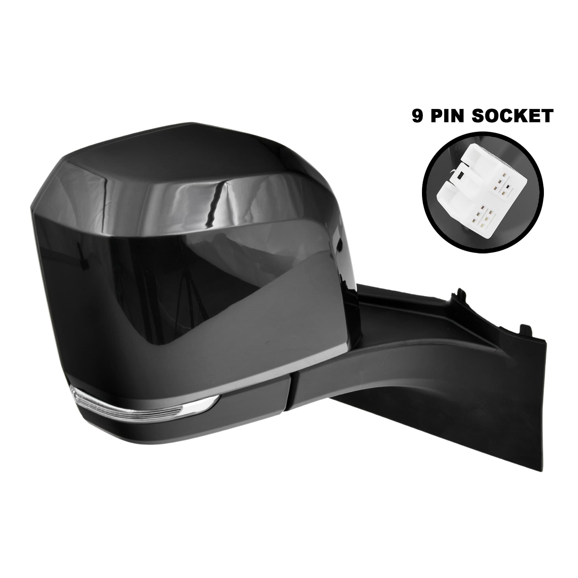 RH Right Door Mirror Single Glass + Blindspot Black For Toyota Hiace 2019~On