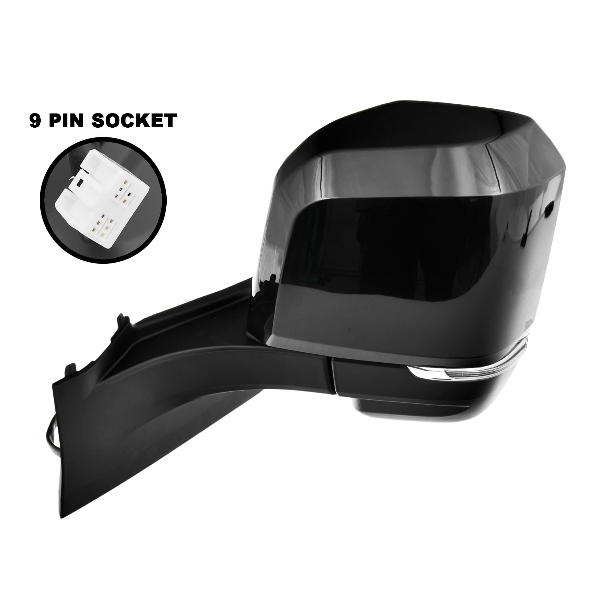 LH Left Door Mirror Twin Glass + Blindspot Black For Toyota Hiace 2019~On