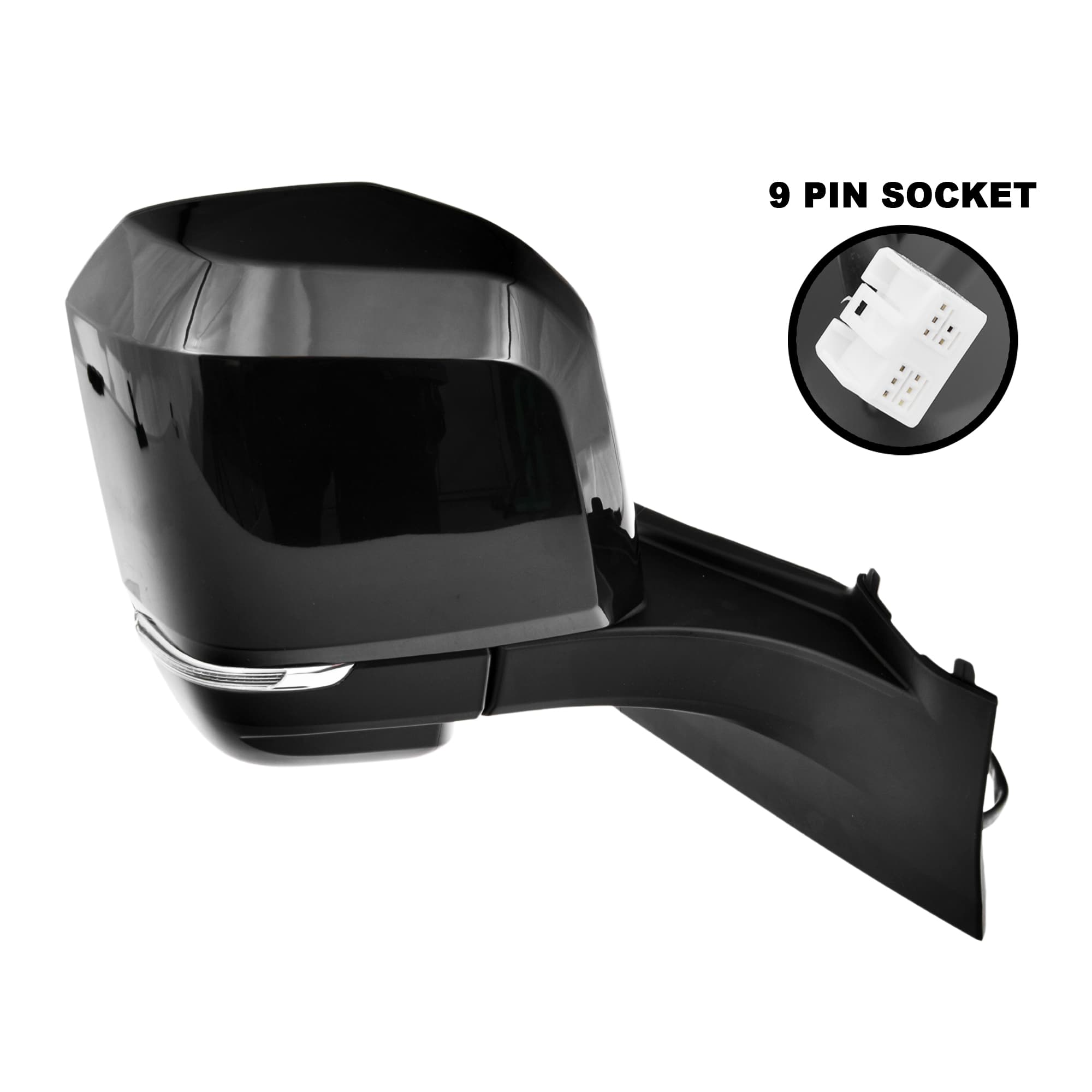 RH Right Door Mirror Twin Glass + Blindspot Black For Toyota Hiace 2019~On