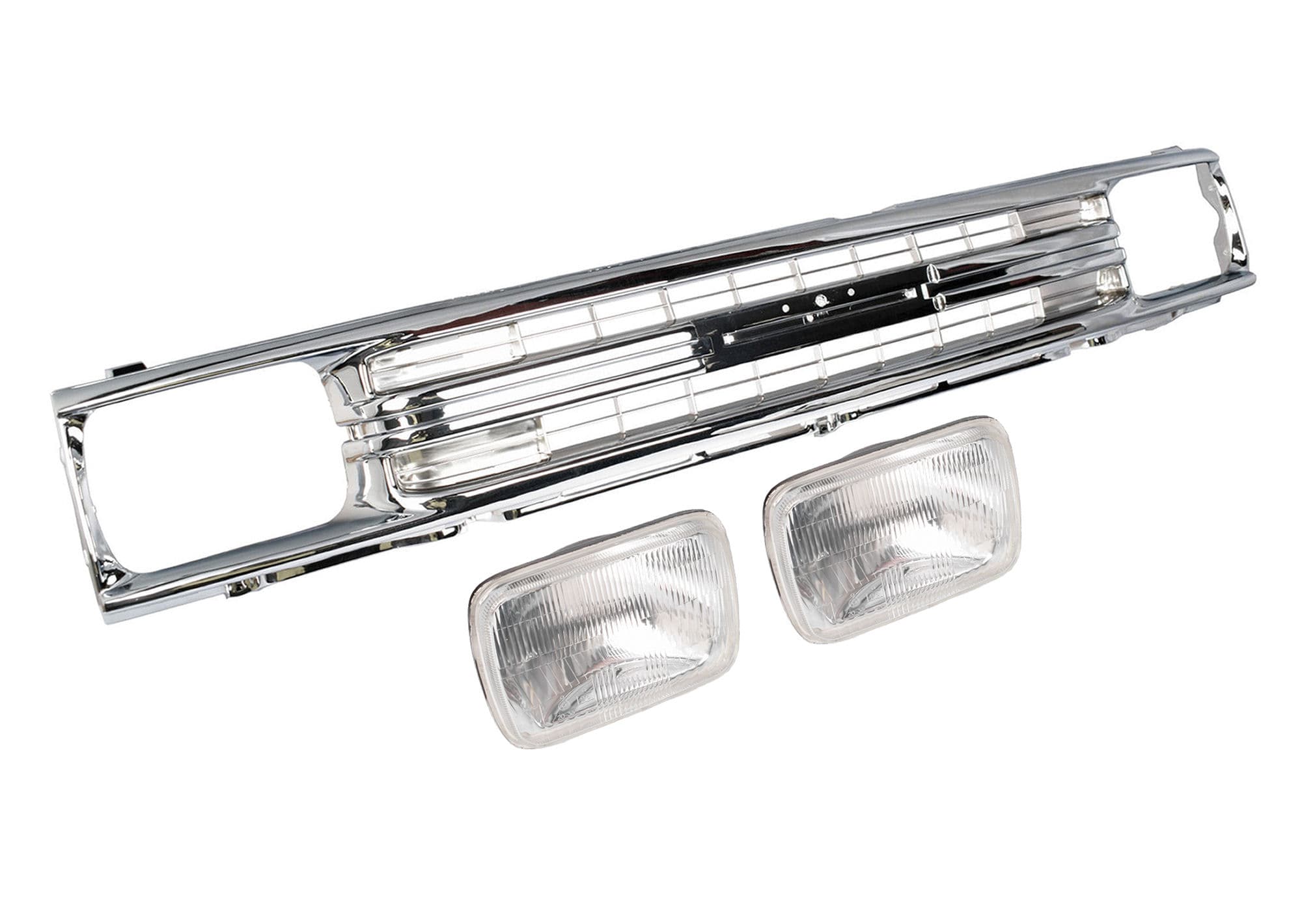 Main Radiator Grille + Head Lights Chrome For Toyota Hilux 2WD RN85 1988~1991