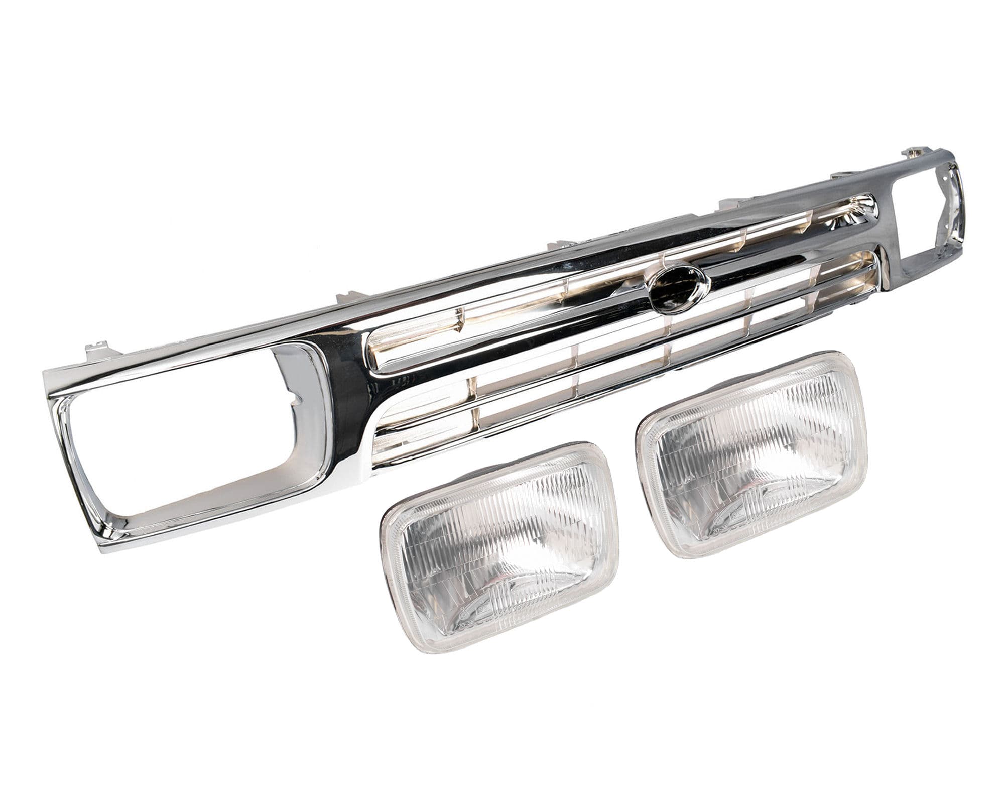 Main Radiator Grille + Head Lights Chrome For Toyota Hilux 2WD RN85 1991~1994