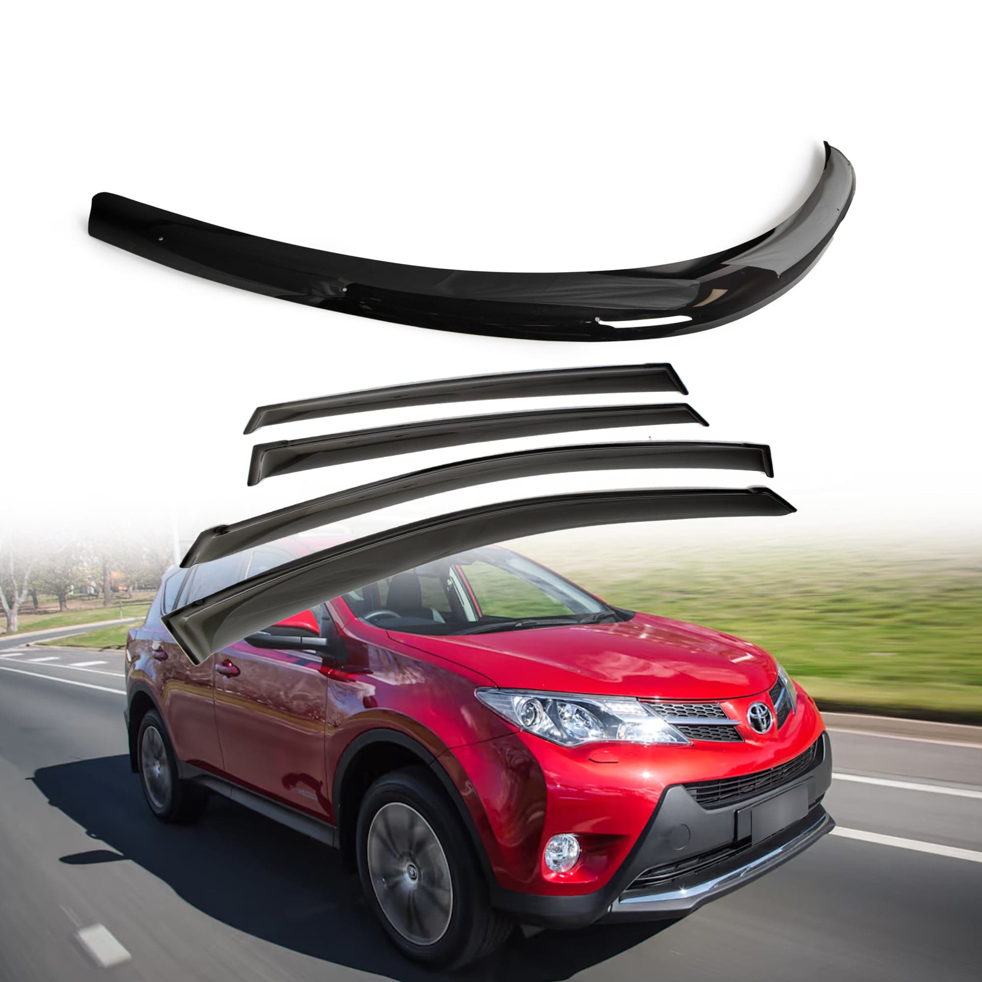 Bonnet Protector + Weathershield Visors For Toyota RAV4 40 Series