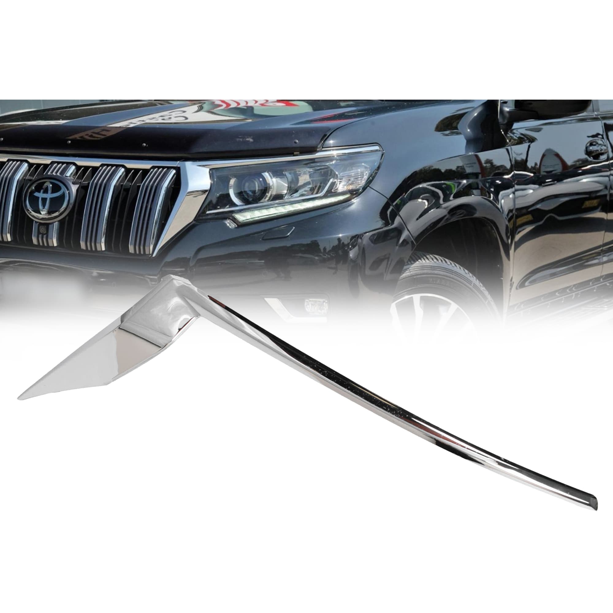 LH Left Head Light Mould Trim Chrome For Toyota Landcruiser Prado J150 17~23