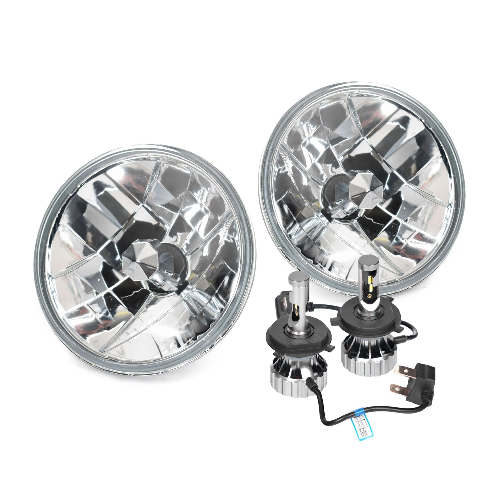 Pair LH+RH 7" Round Headlights + LED Globes For Toyota Landcruiser 70 Series