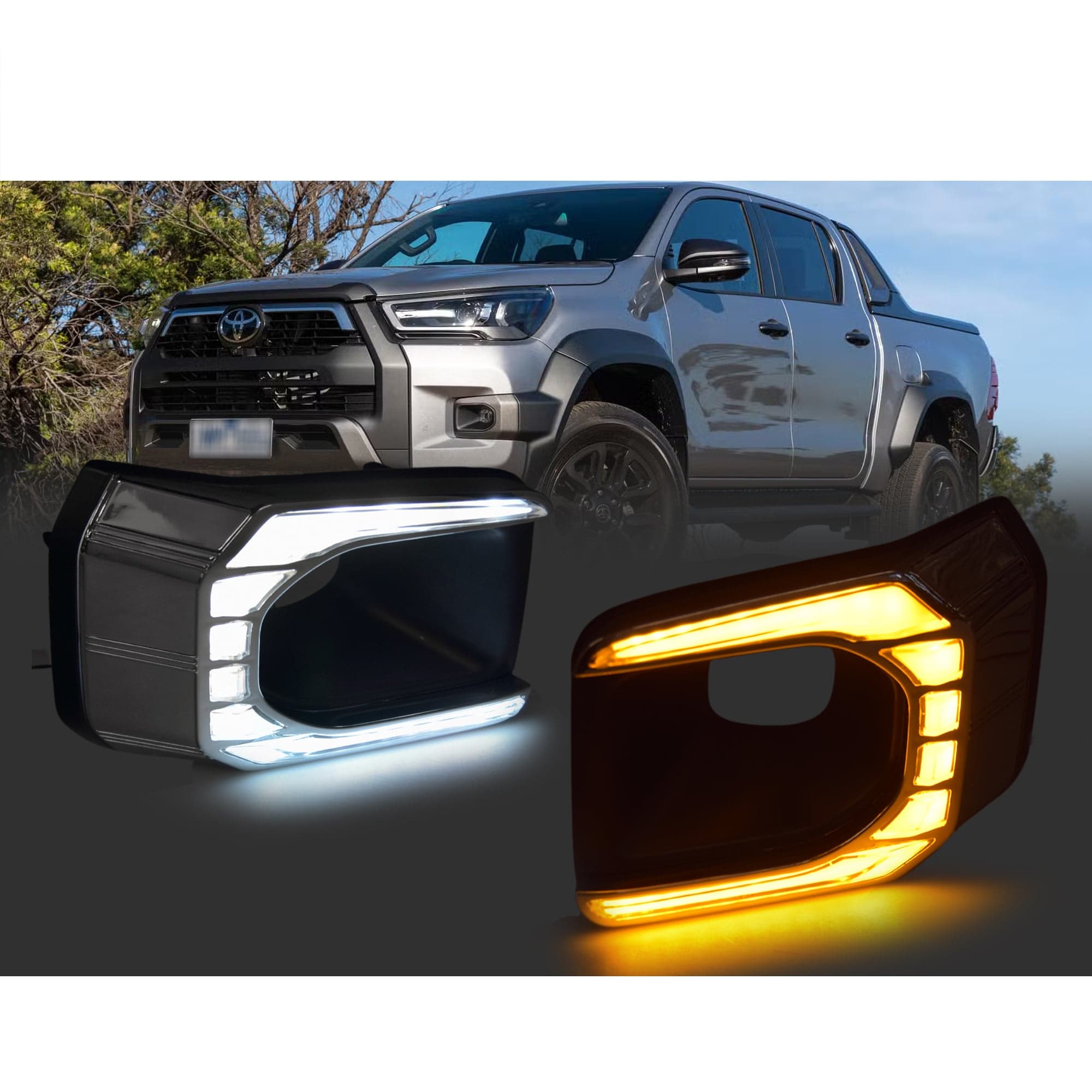 Fog Light Spot Driving Lamp KIT For Toyota Hilux Ute Rouge Rugged