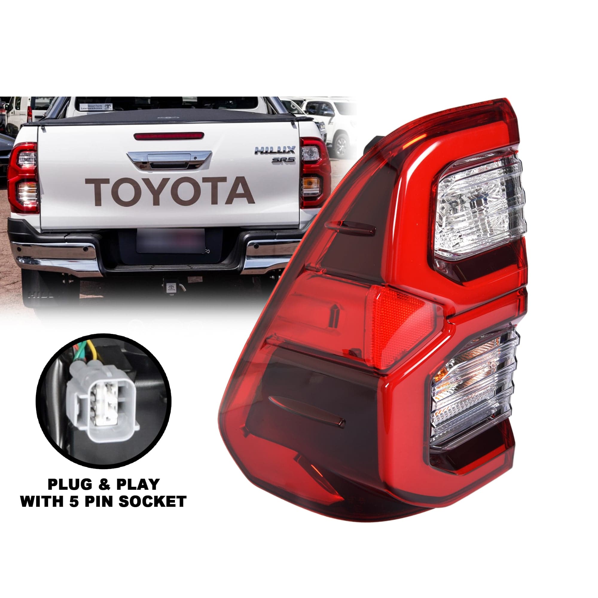 LH Left Tail Light Rear Lamp LED For Toyota Hilux Ute 2020~2025 SR5 Rogue Rugged
