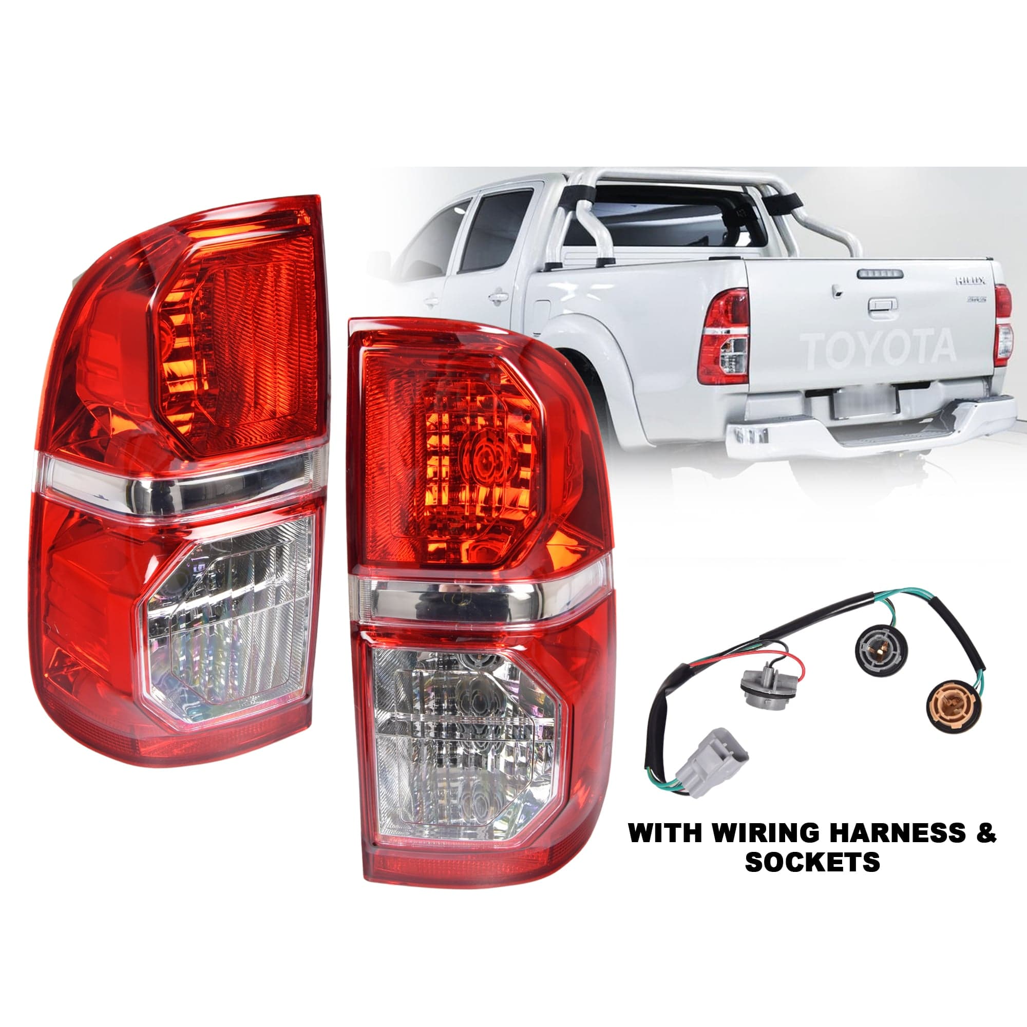 Pair LH+RH Tail Light Rear Lamp For Toyota Hilux 2WD 4WD Ute