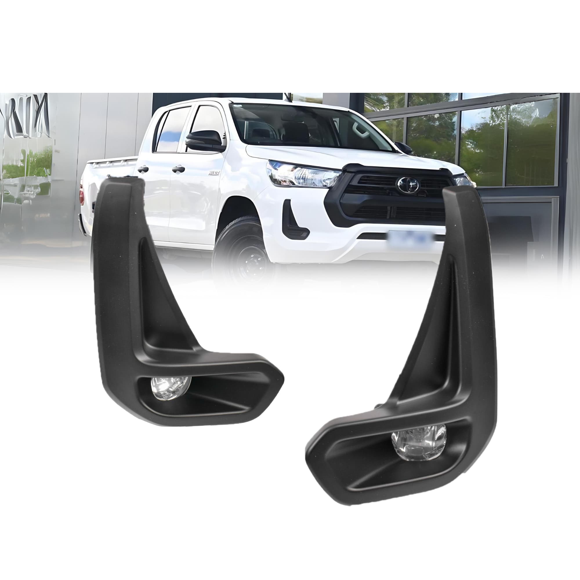 Fog Light Spot Driving Lamp KIT Black For Toyota Hilux Workmate Ute