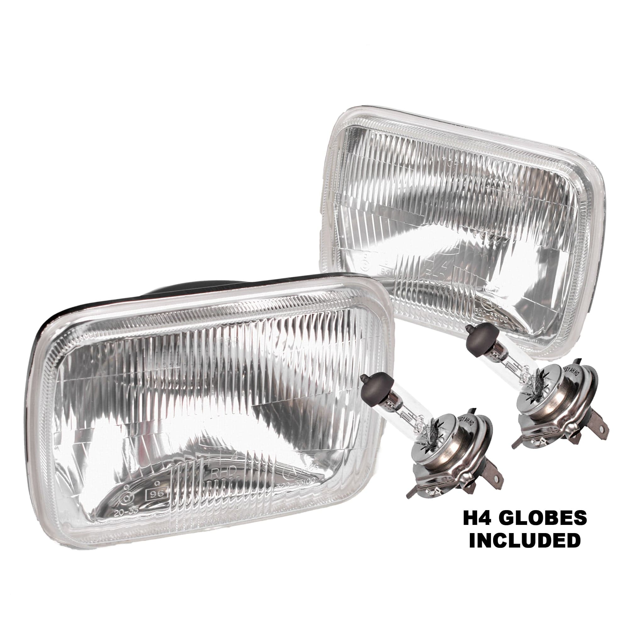 Pair LH+RH Head Light Lamp With H4 Globe Glass Lens For Toyota Hilux 1980~2005