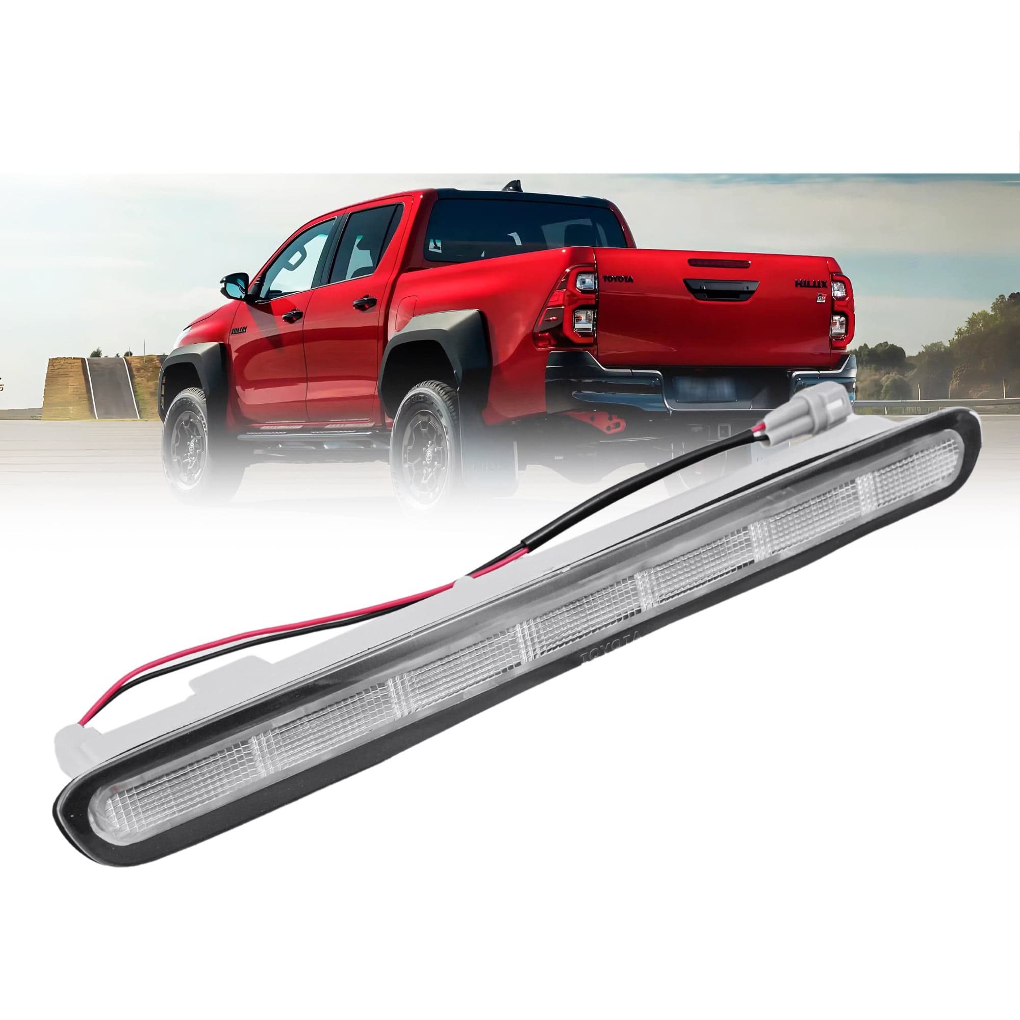 LED Centre Tailgate Tail Light 3rd Brake Lamp (Clear) For Toyota Hilux Ute 15~25