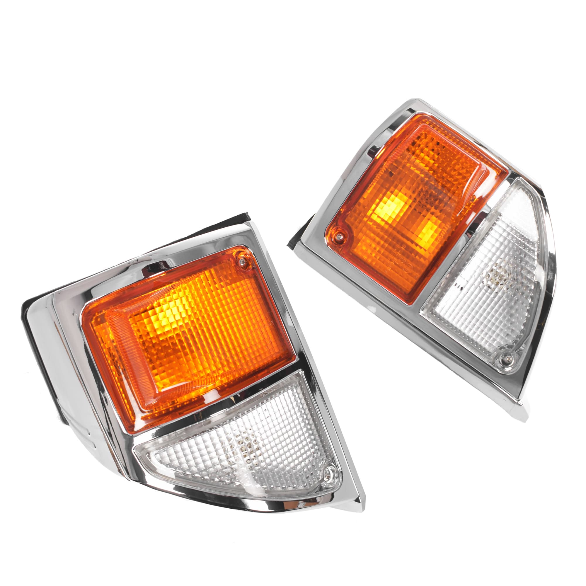 Pair LH+RH Corner Light Indicator Lamp Chrome For Toyota Landcruiser J70 99~07