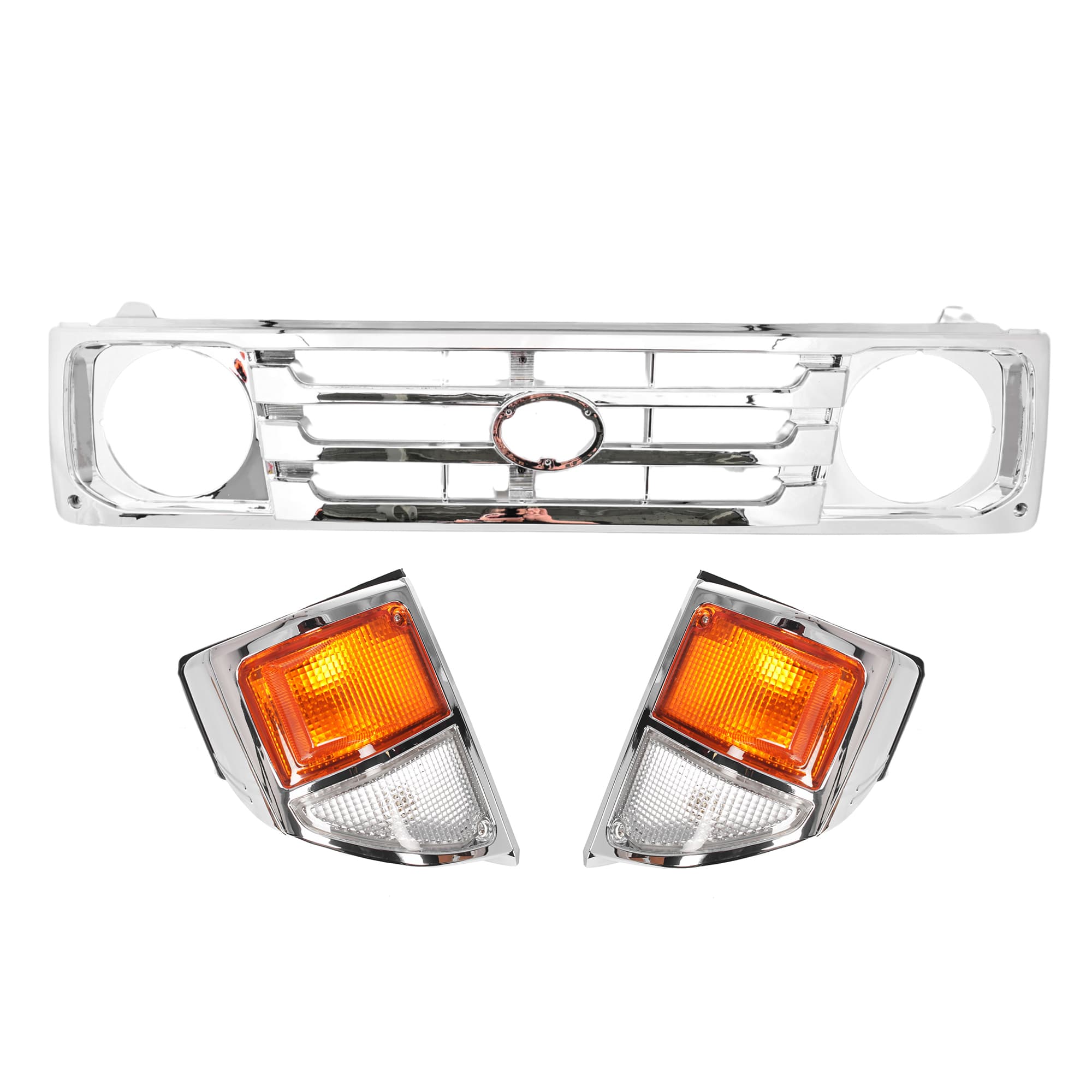 SET Grille + Corner Light Chrome For Toyota Landcruiser 78 79 Series 1999~2007