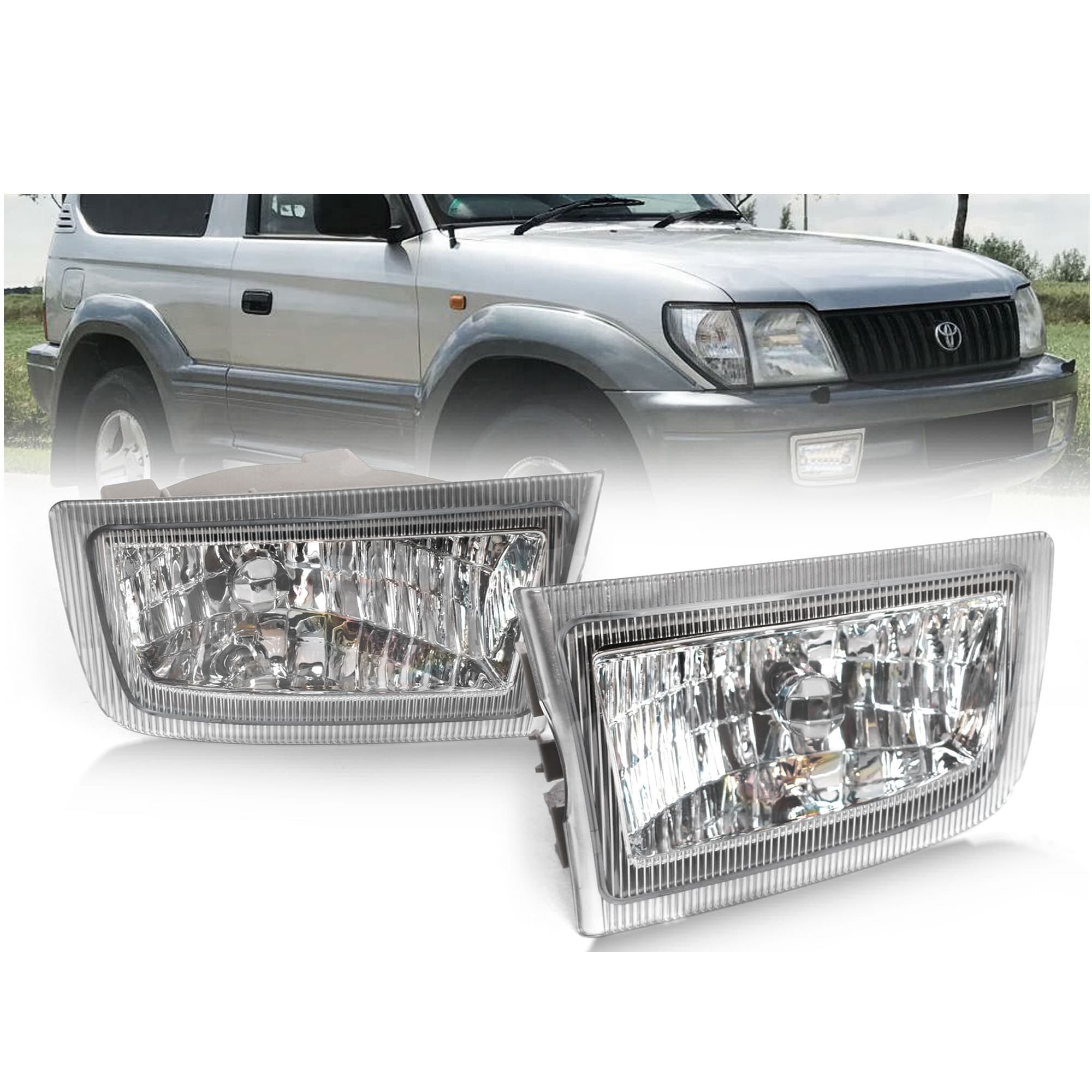 Full Set Fog Light Spot Driving Lamp KIT For Toyota Landcruiser Prado J95 99~02