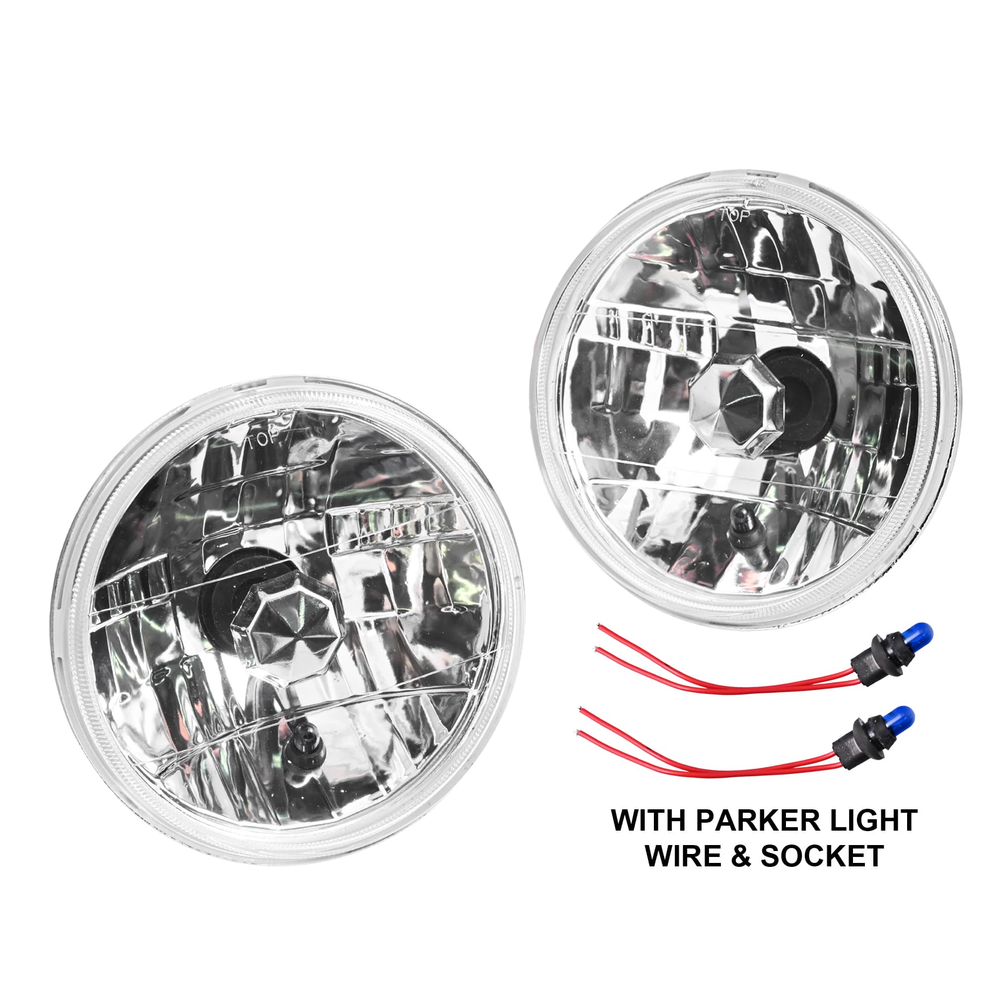 Pair 7" Clear Round Head Light Lamp + Park Light For Toyota Hiace 1982~1984