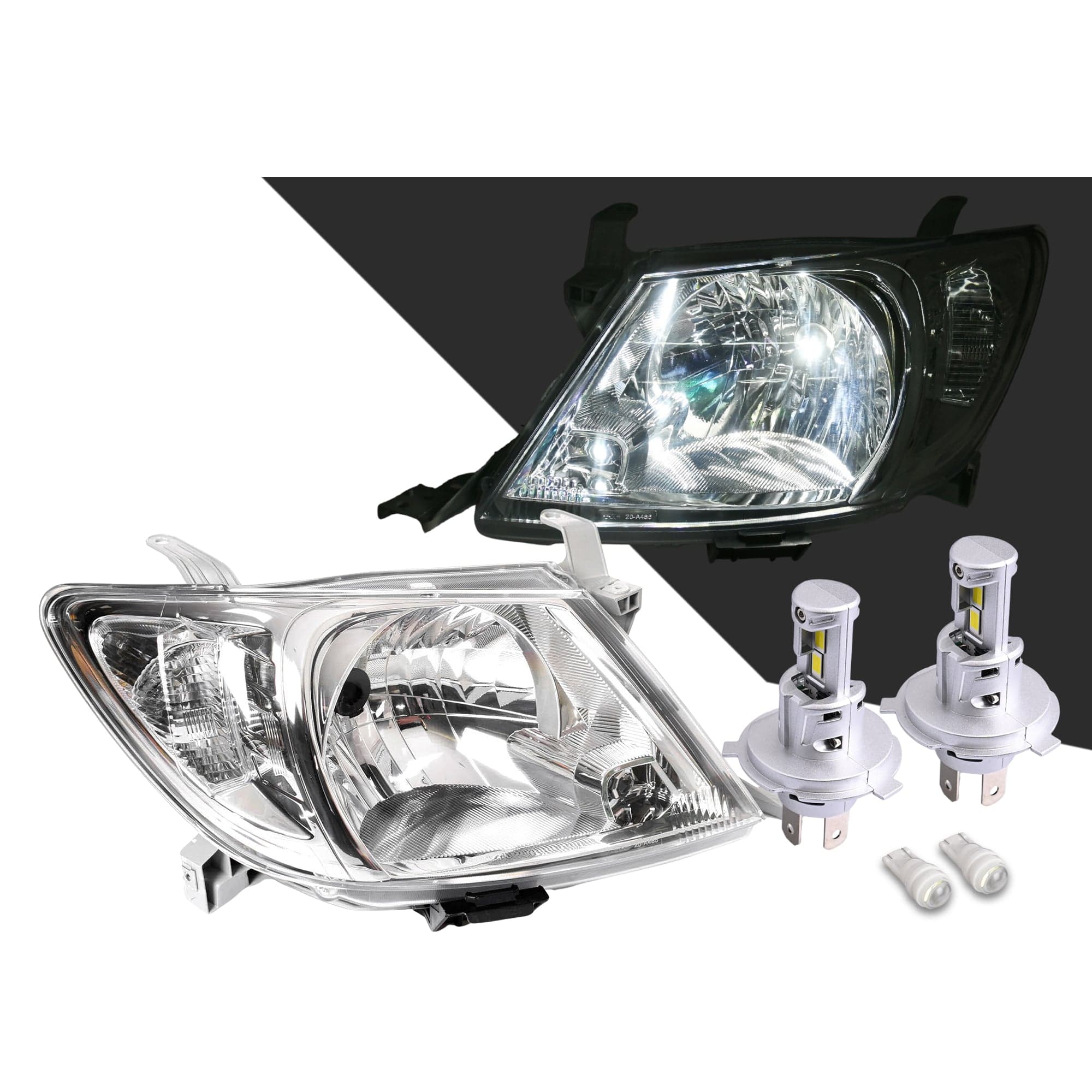 TYC Pair LH+RH Head Light + LED Globes For Toyota Hilux Ute 08~12 *Emark