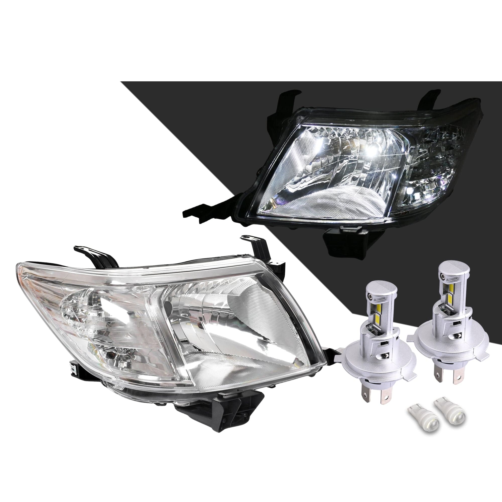 TYC Pair LH+RH Head Light + LED Globes For Toyota Hilux 11~15 *Emark