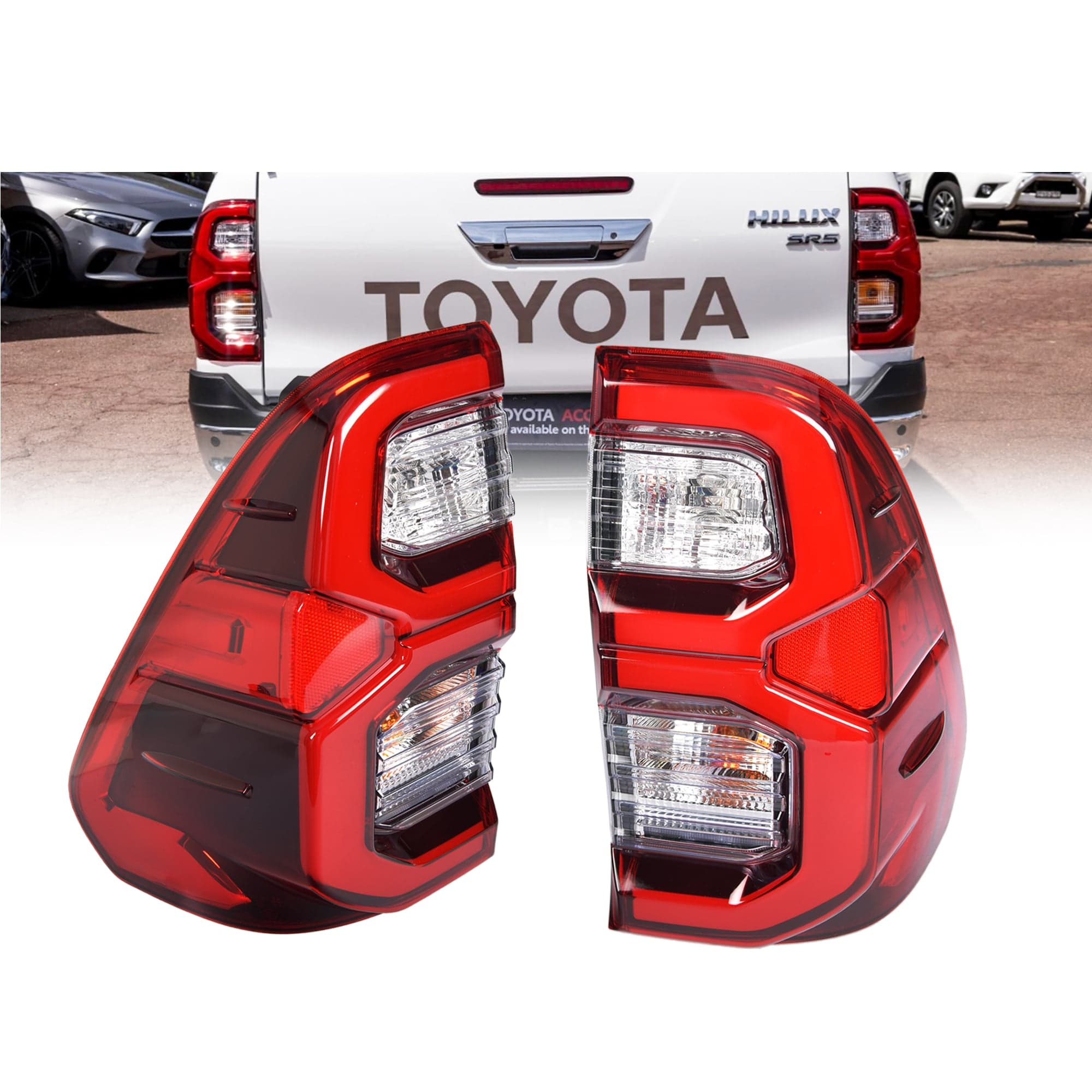 UPGRADE Tinted LED Pair LH+RH Tail Lights Lamps For Toyota Hilux Ute