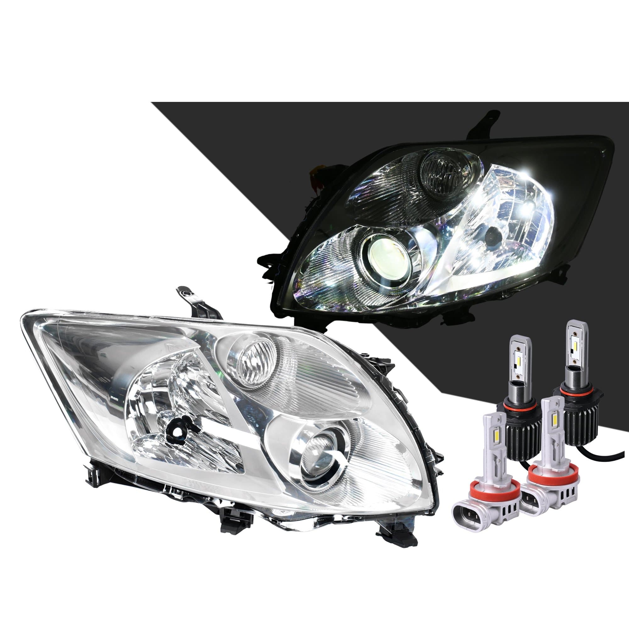 Pair LH+RH Head Light + LED GlobesToyota Corolla ZRE152 Hatch 07~09