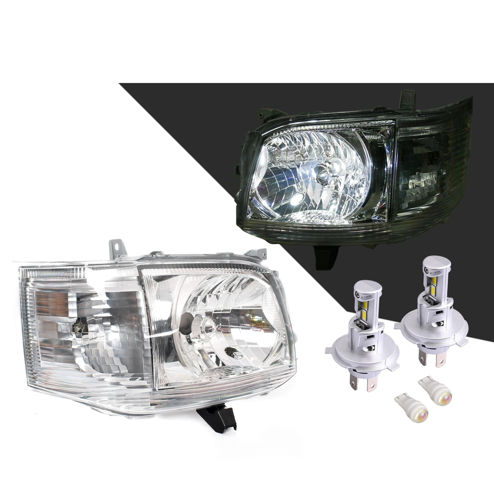 TYC Pair LH+RH Head Light + LED Globes For Toyota Hiace Van Bus 10~13 *Emark