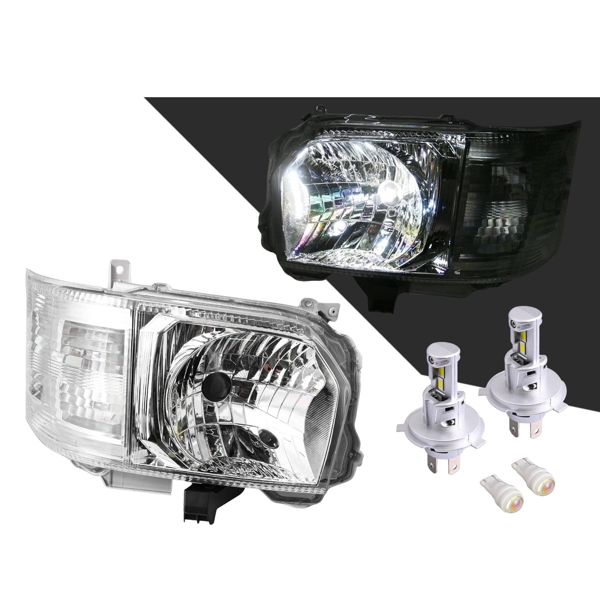 Pair LH+RH Head Light No DRL + LED Globes For Toyota Hiace