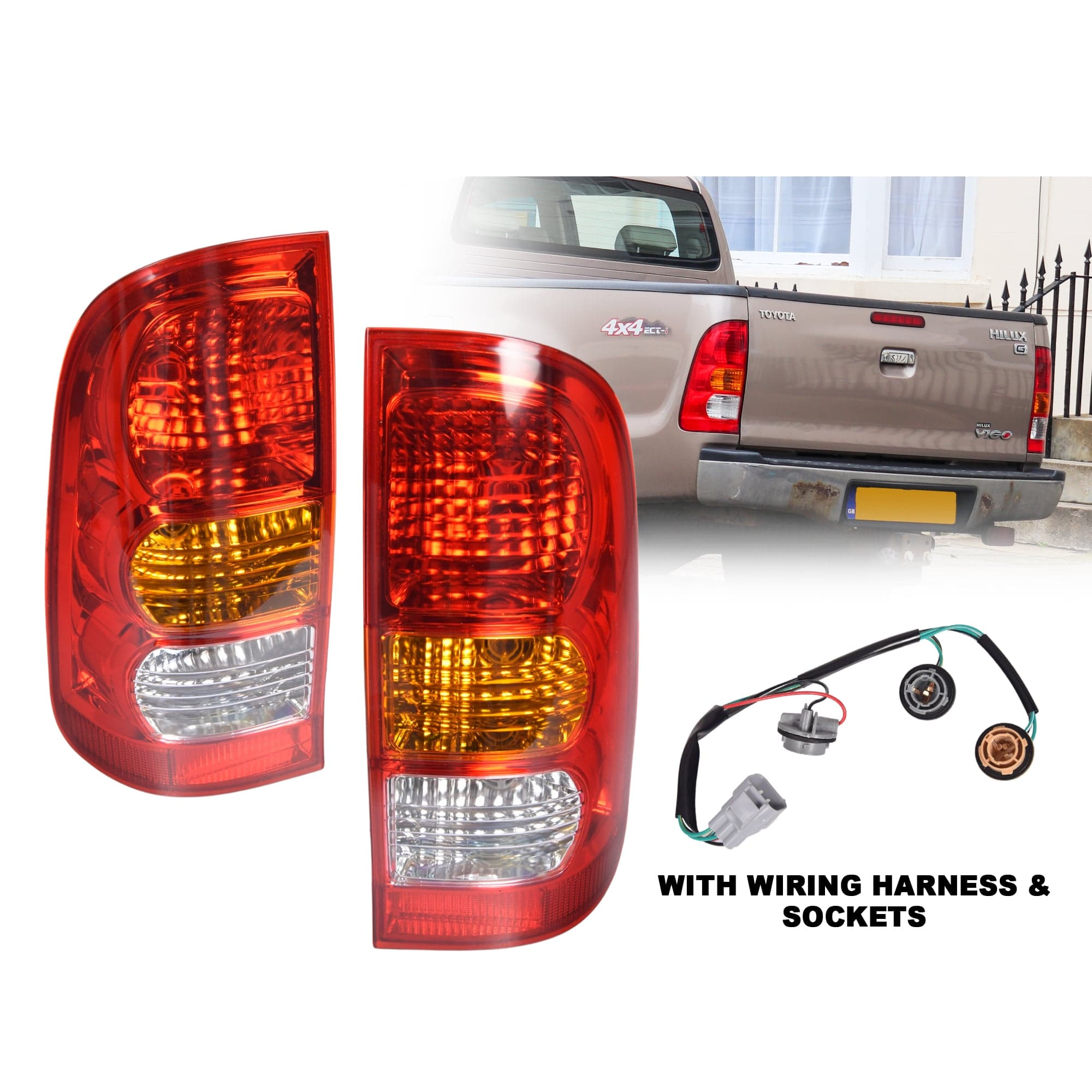 Pair LH Left + RH Right Tail Light Rear Lamp Assy For Toyota Hilux Ute